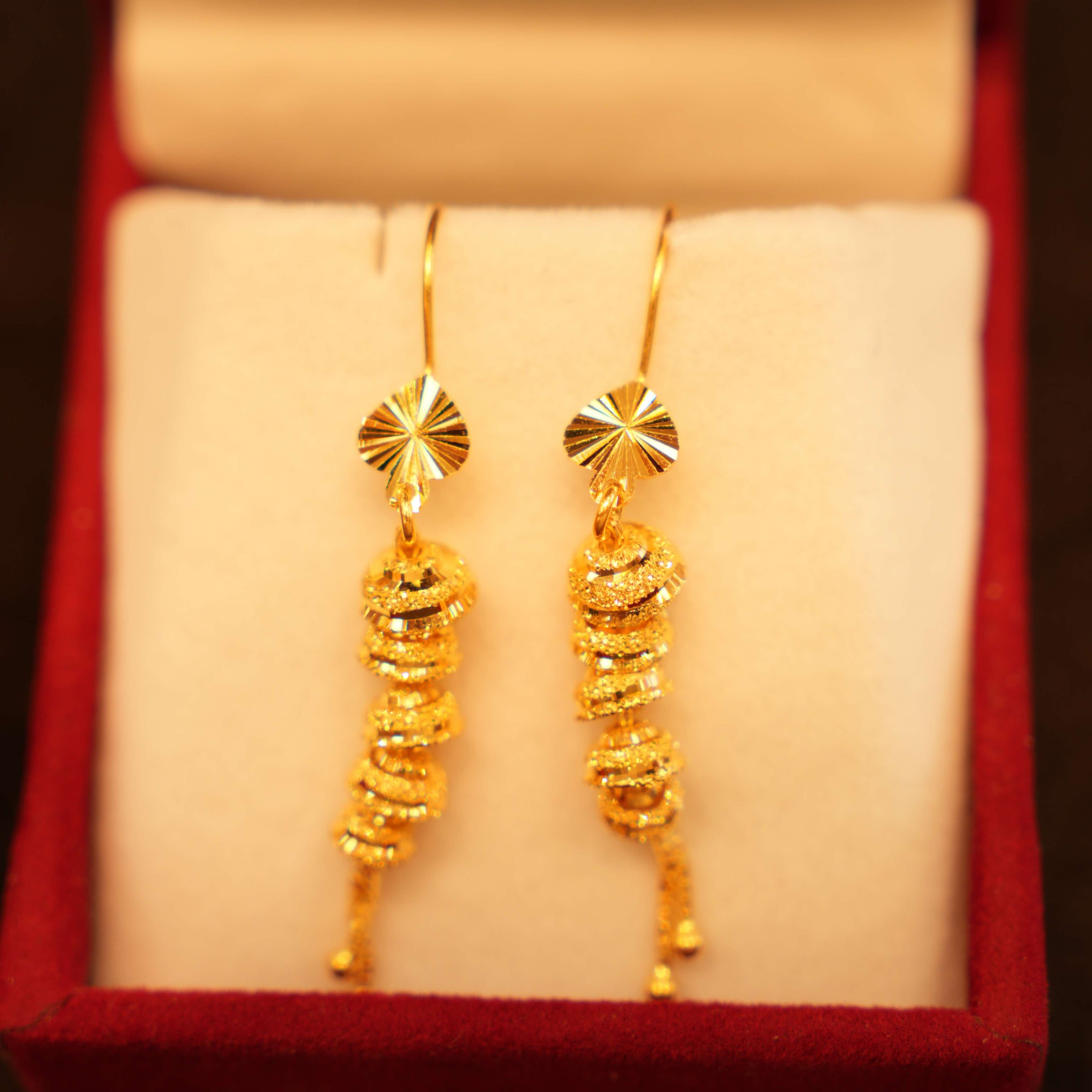 22K Gold Designer Hanging Earrings