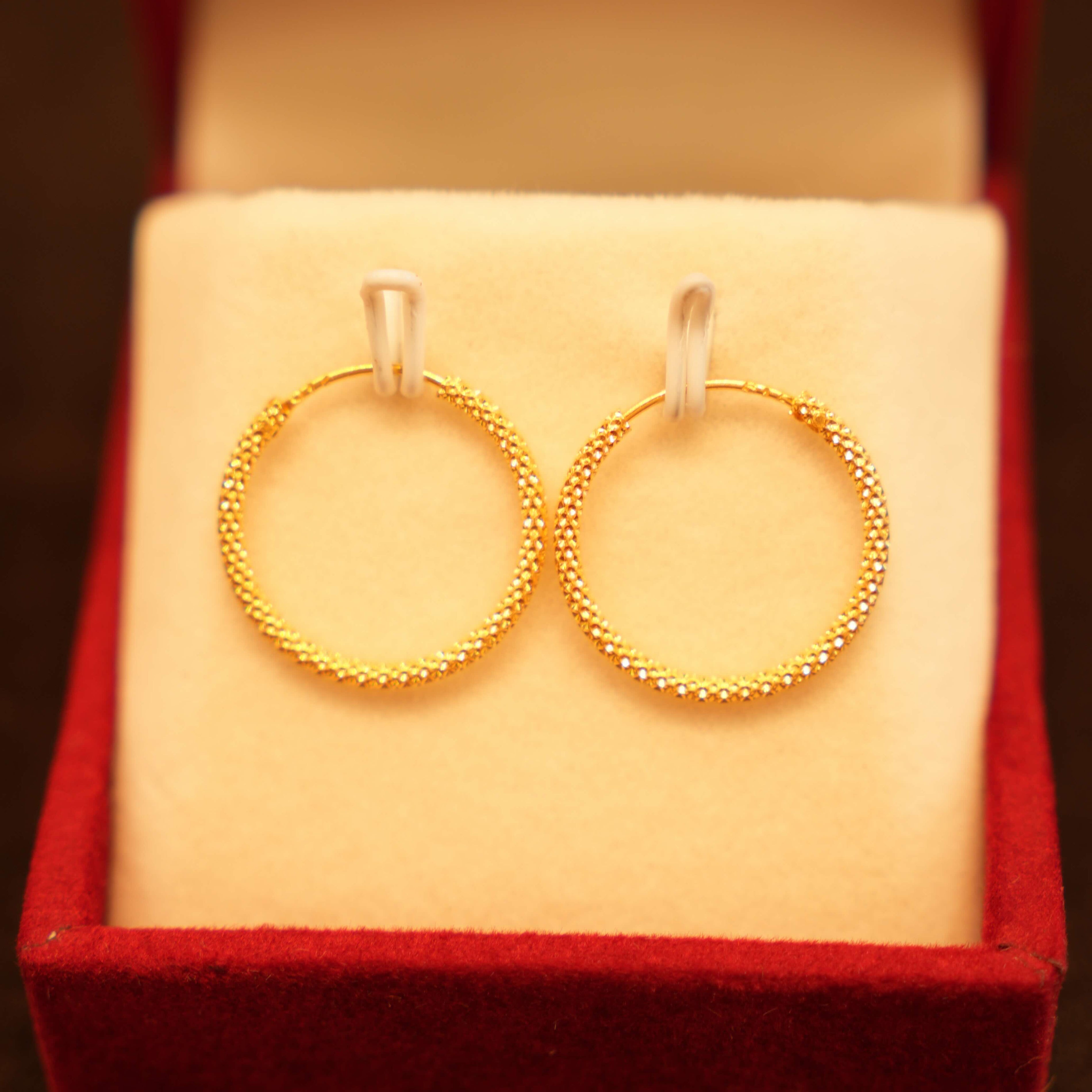 22K Gold Designer Hoop Earrings