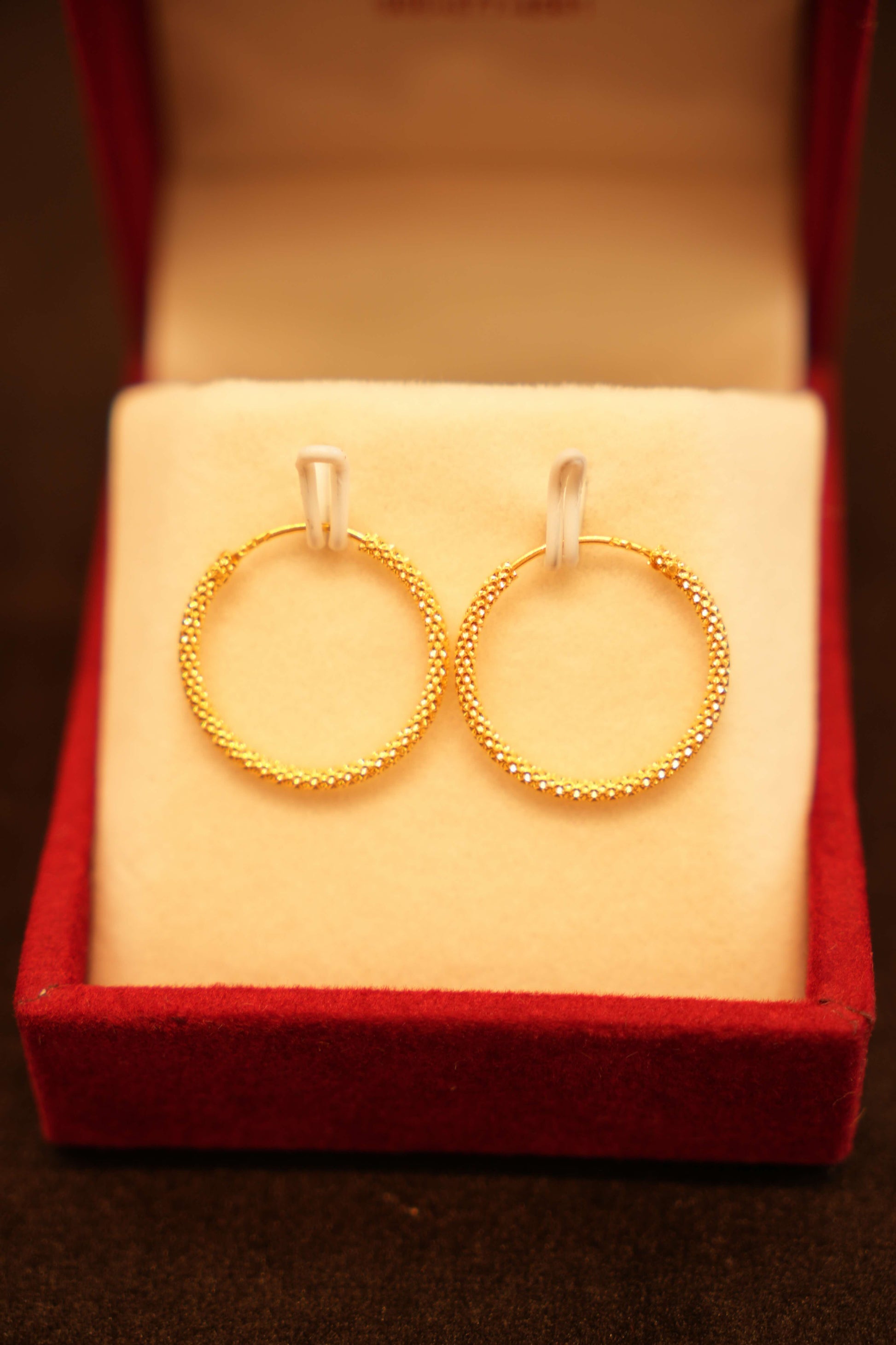 22K Gold Designer Hoop Earrings