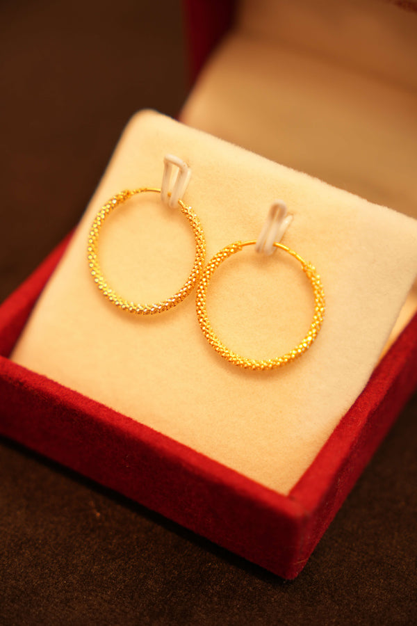22K Gold Designer Hoop Earrings