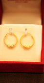 22K Gold Designer Bead Hoop Earrings
