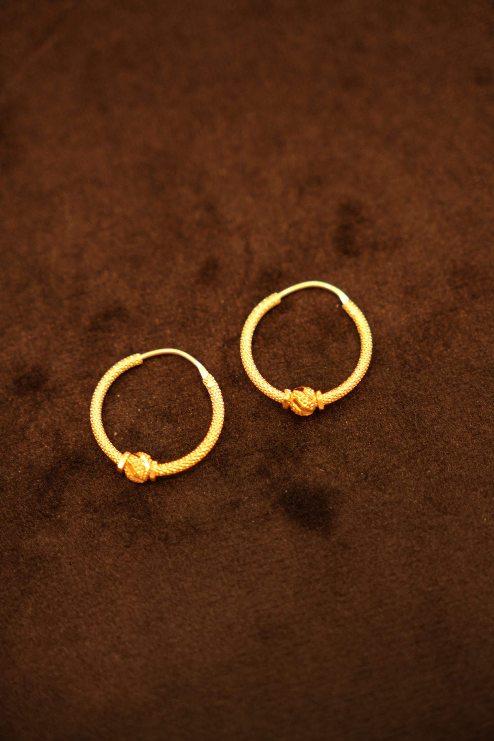 22K Gold Designer Beaded Hoop Earrings