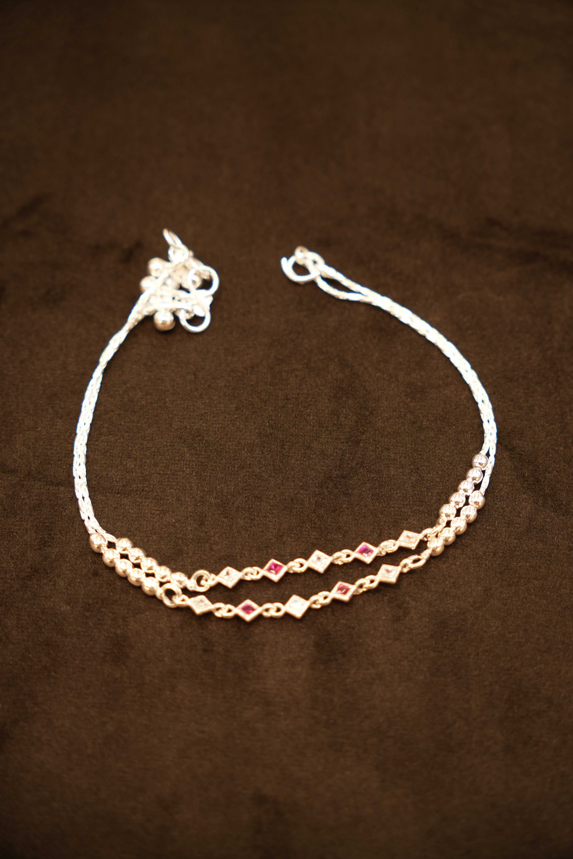 925 Silver Designer Stone Anklets