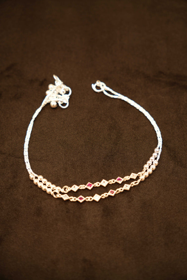 925 Silver Designer Stone Anklets