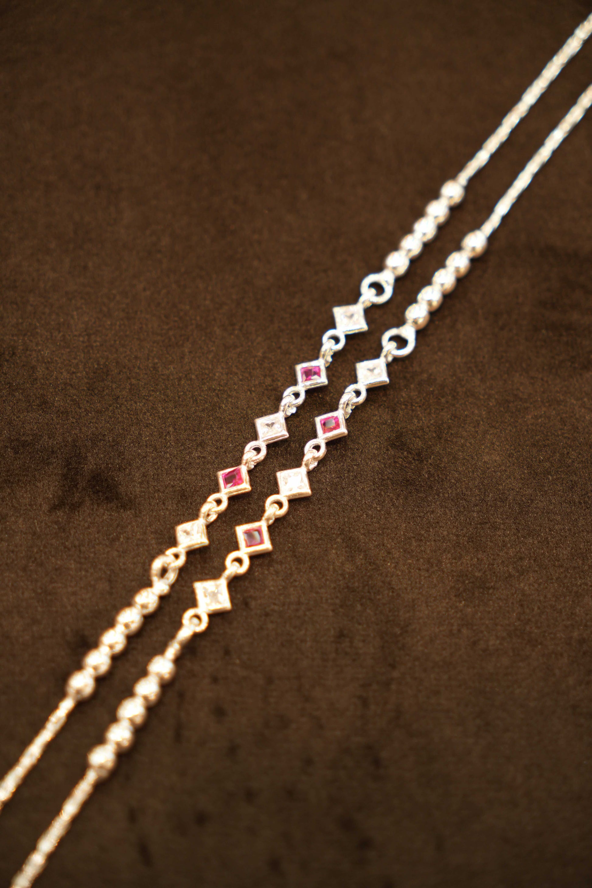 925 Silver Designer Stone Anklets