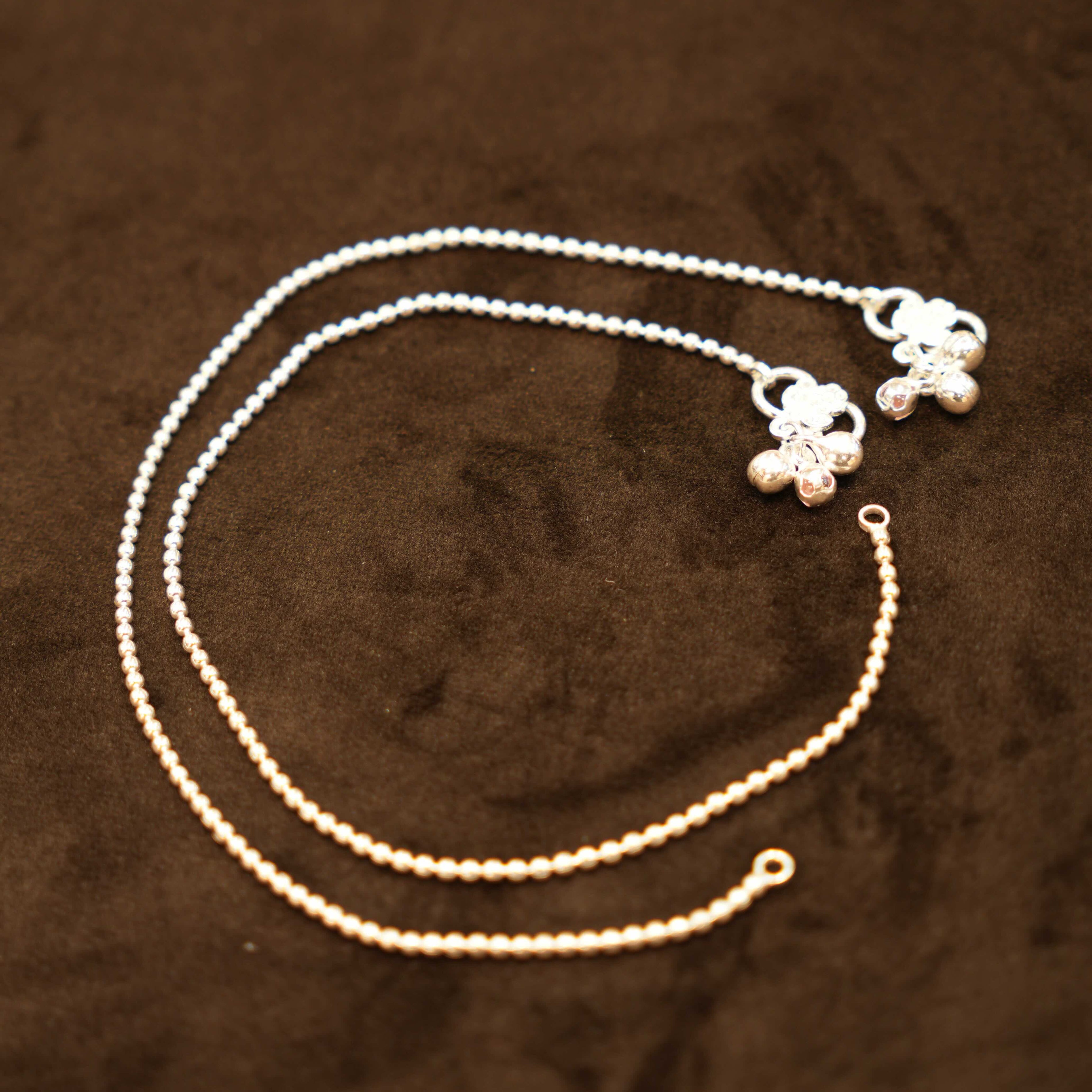 925 Silver Designer Beaded Anklets