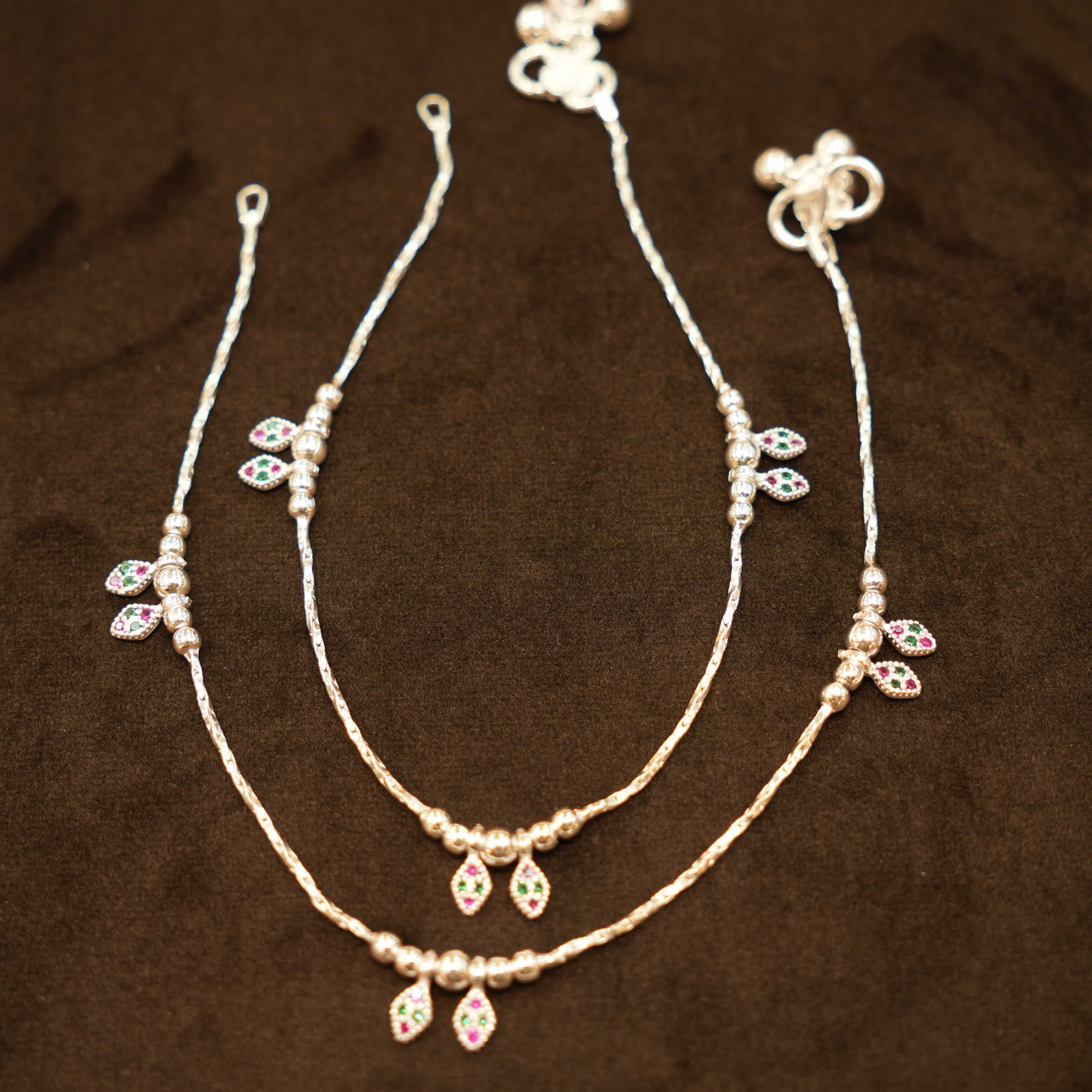 925 Silver Designer Droplet Anklets