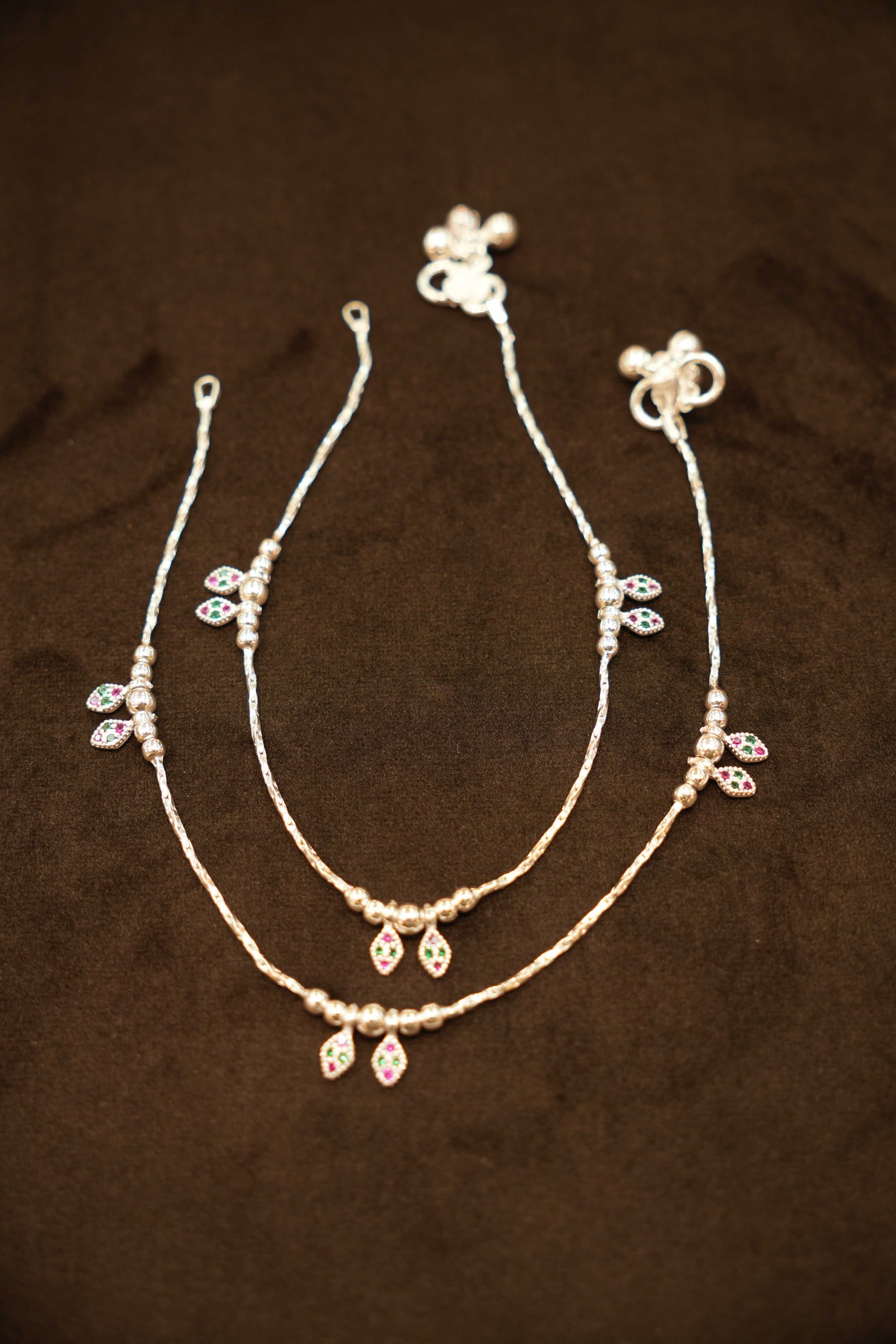 925 Silver Designer Droplet Anklets