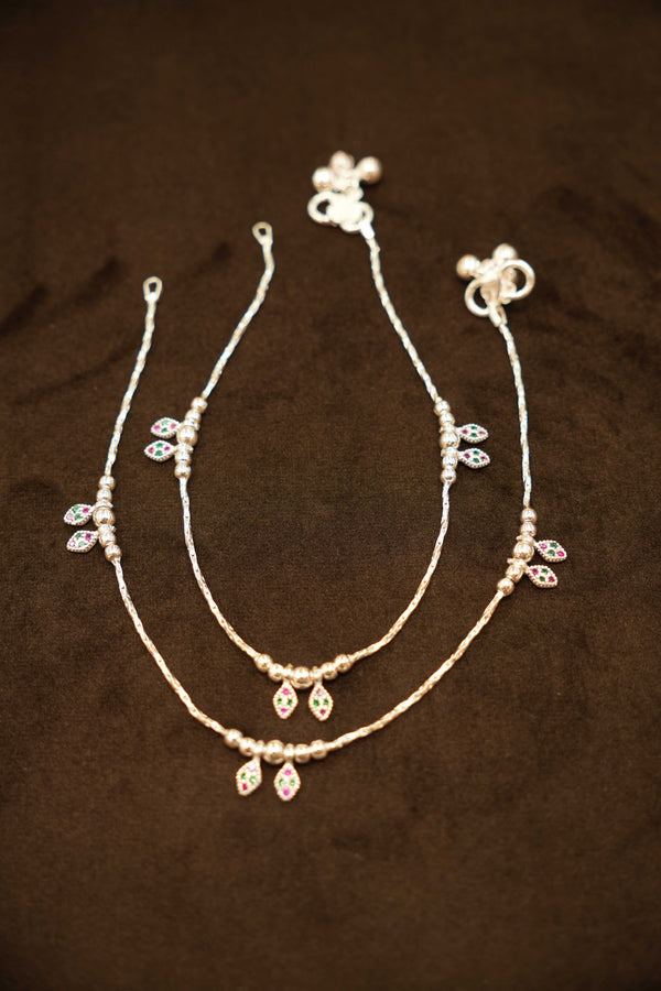 925 Silver Designer Droplet Anklets