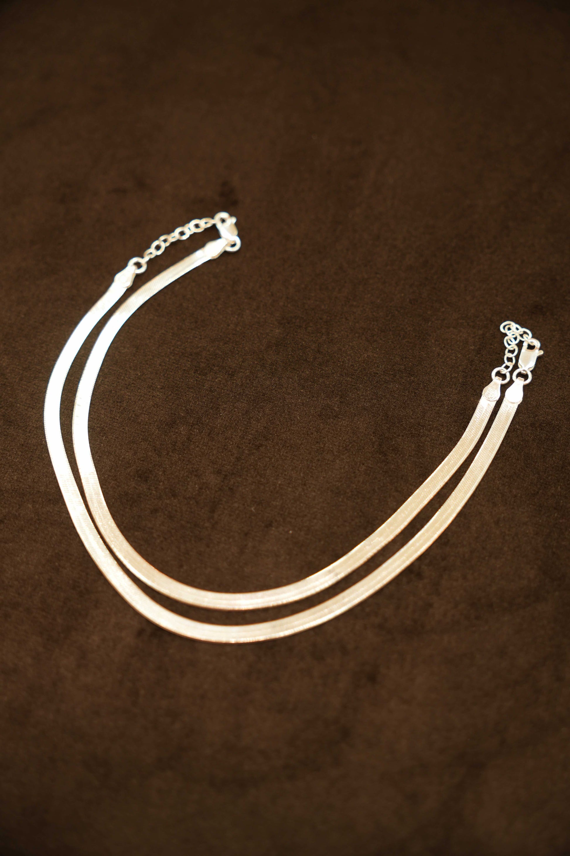 925 Silver Designer Flat Snake Anklets