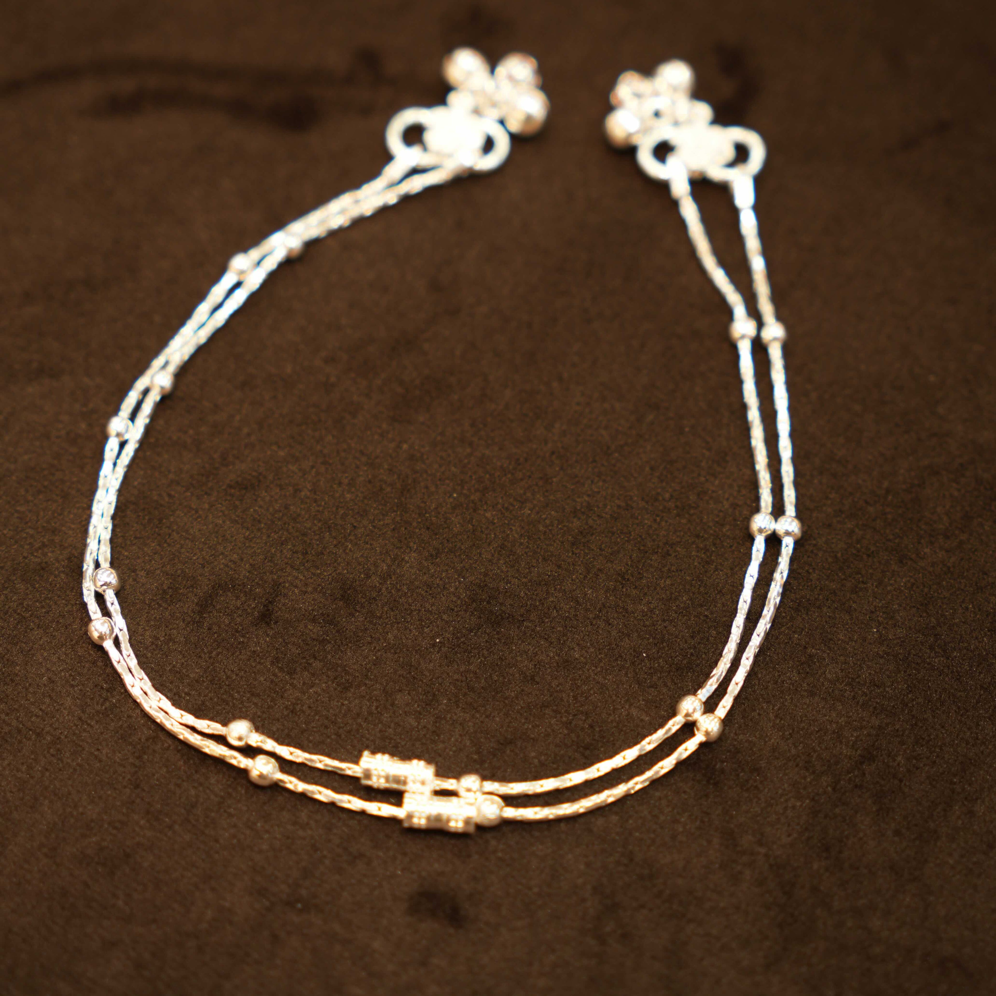925 Silver Designer Twist Bead Anklets
