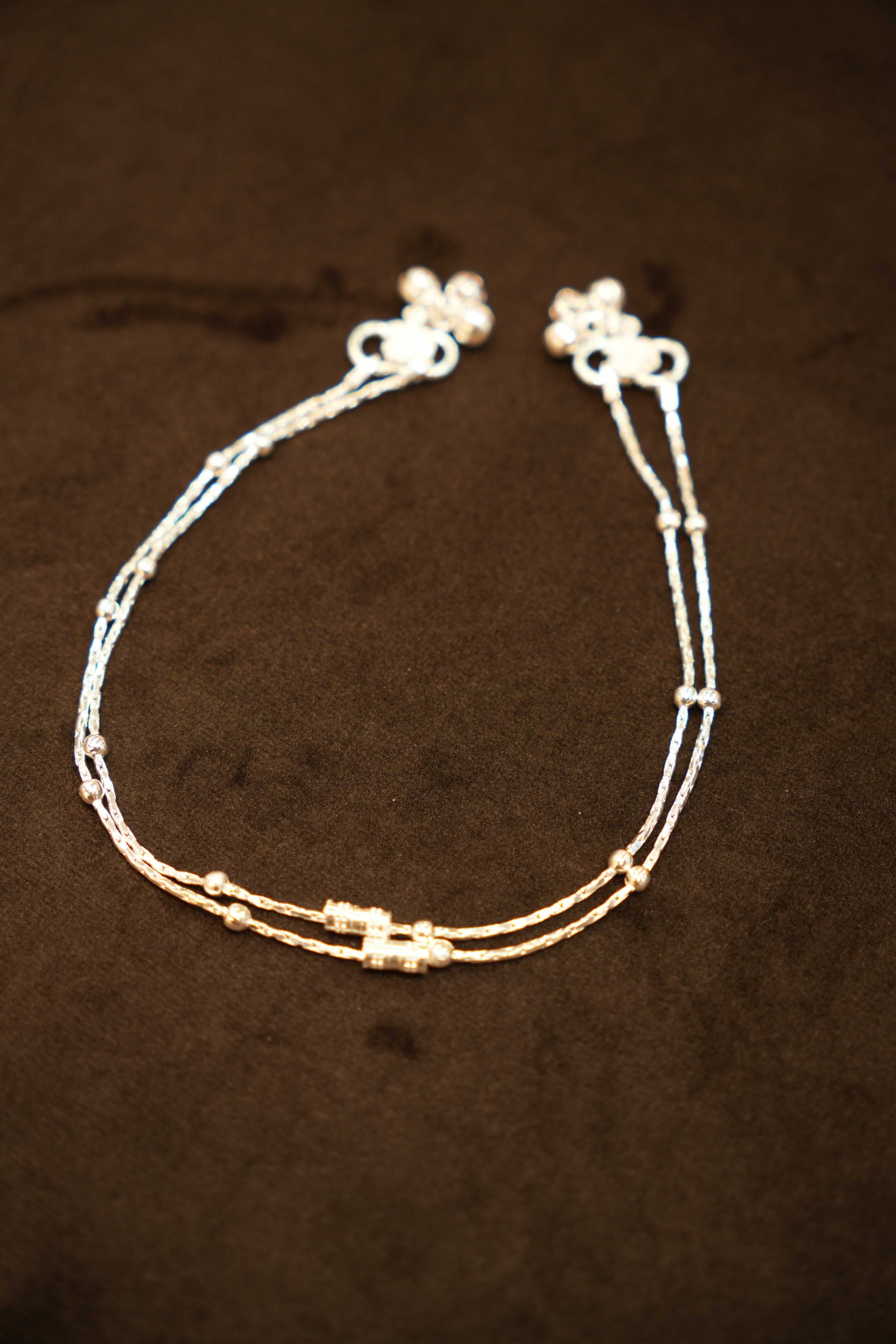 925 Silver Designer Twist Bead Anklets