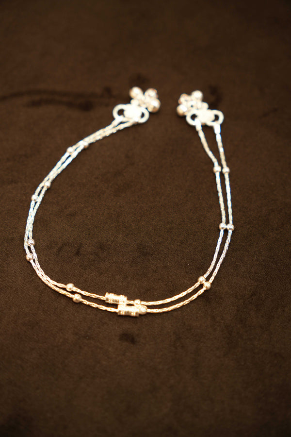 925 Silver Designer Twist Bead Anklets