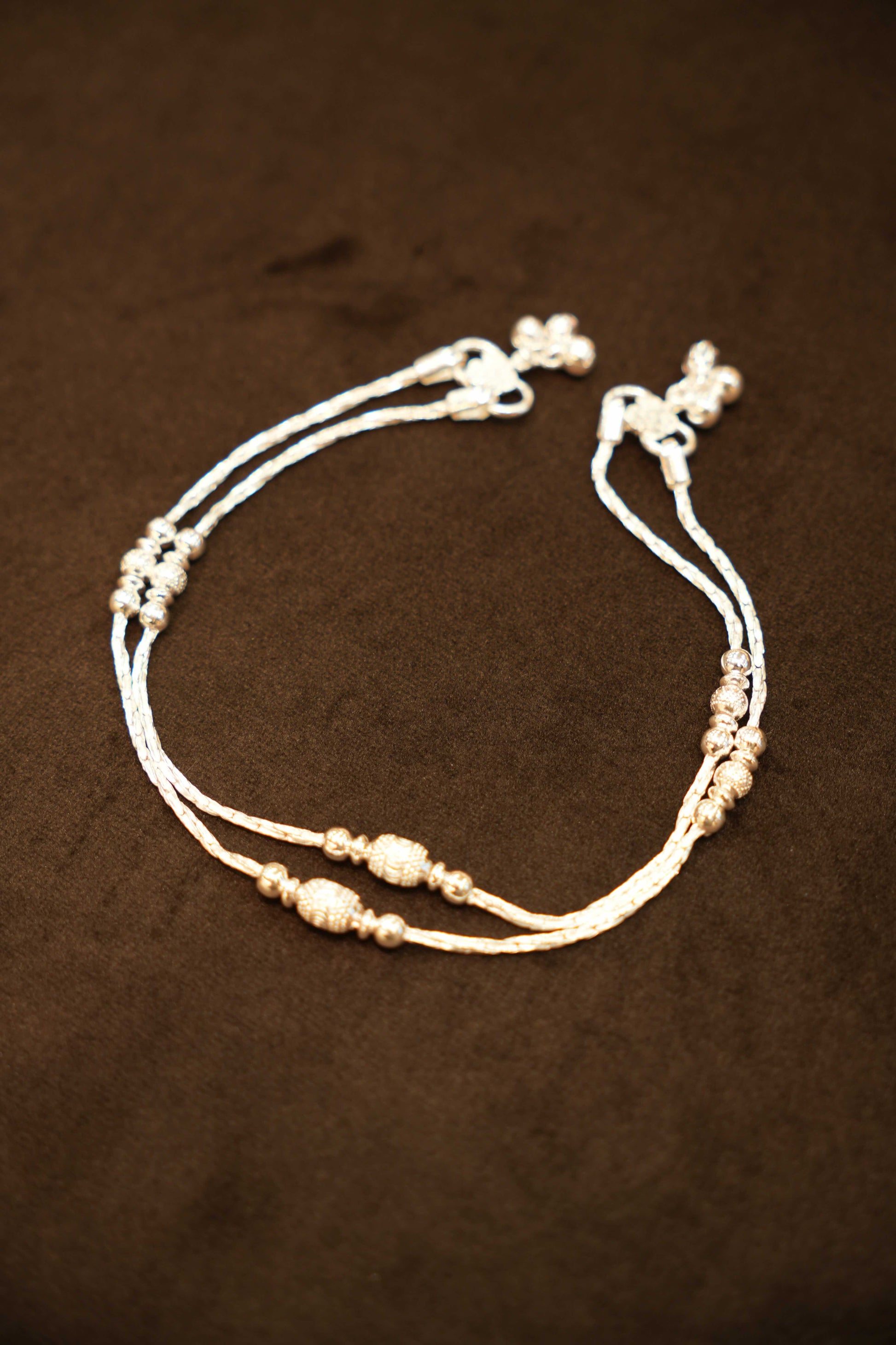 925 Silver Designer Beaded Rope Anklets