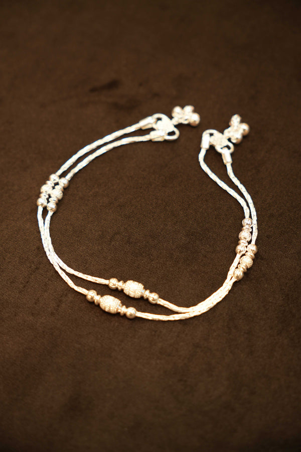 925 Silver Designer Beaded Rope Anklets