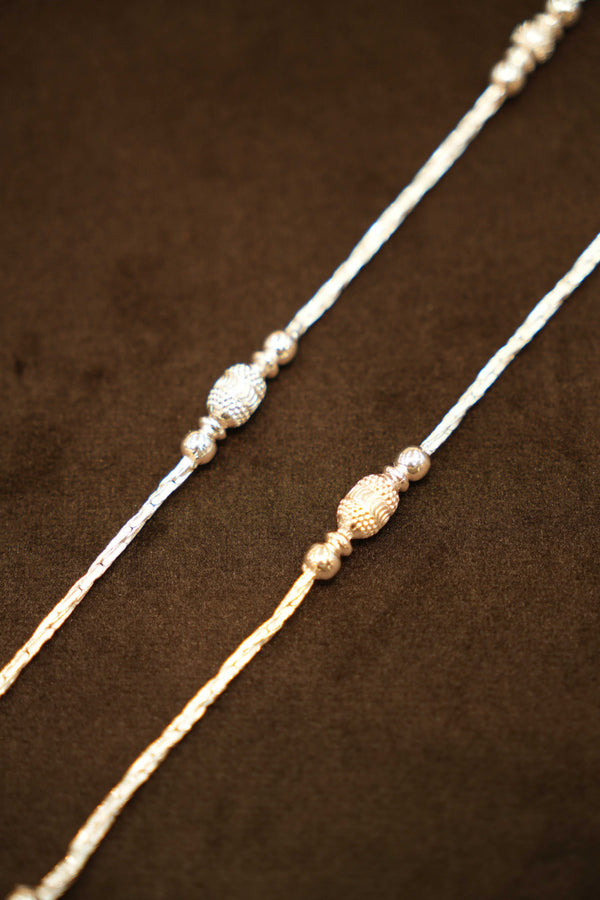 925 Silver Designer Beaded Rope Anklets