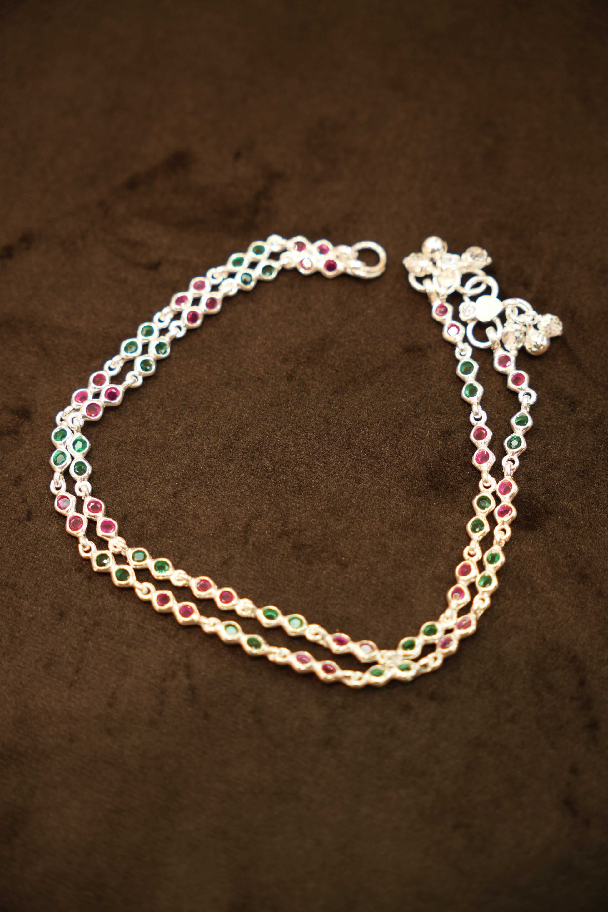 925 Silver Designer Stone Link Anklets