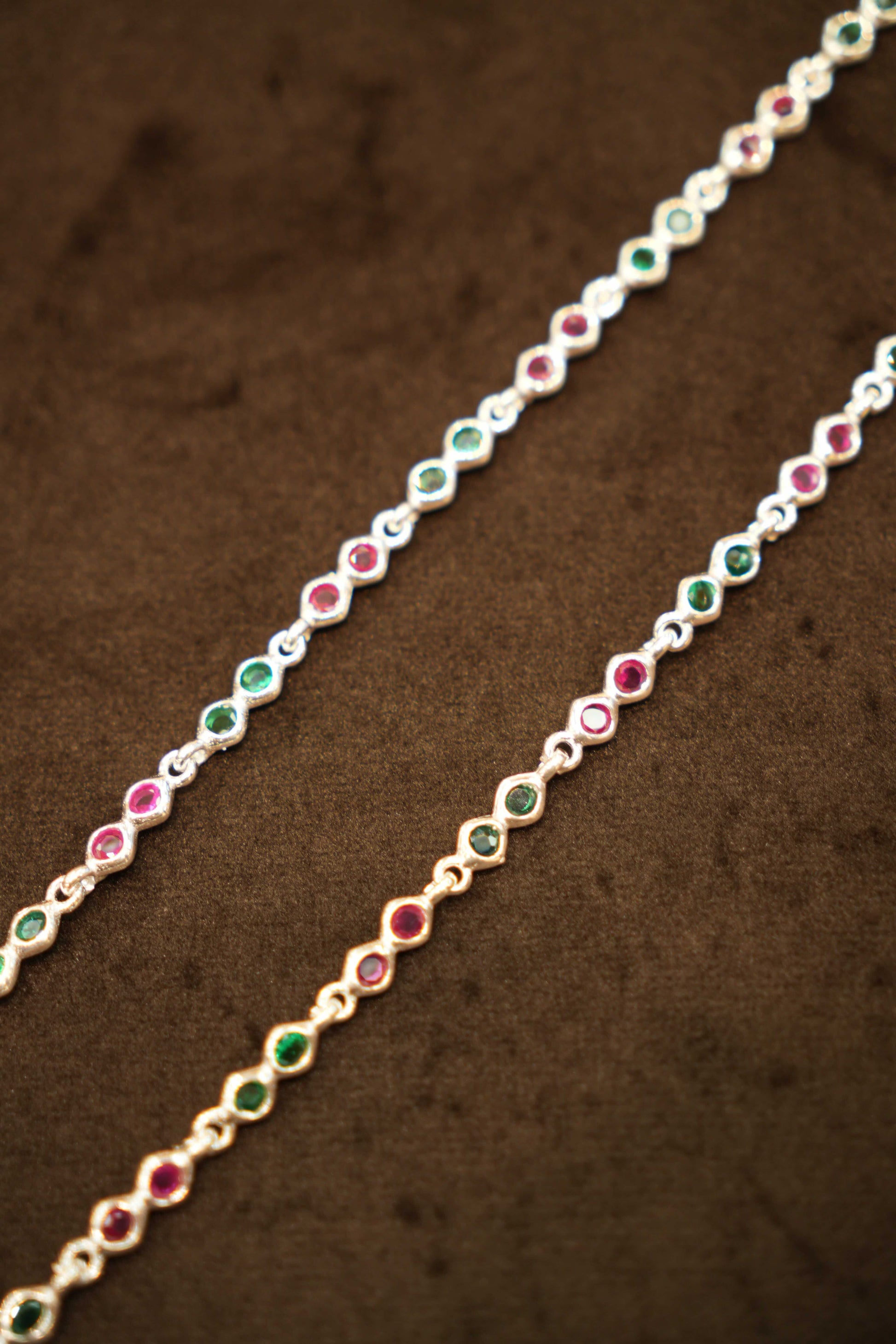 925 Silver Designer Stone Link Anklets