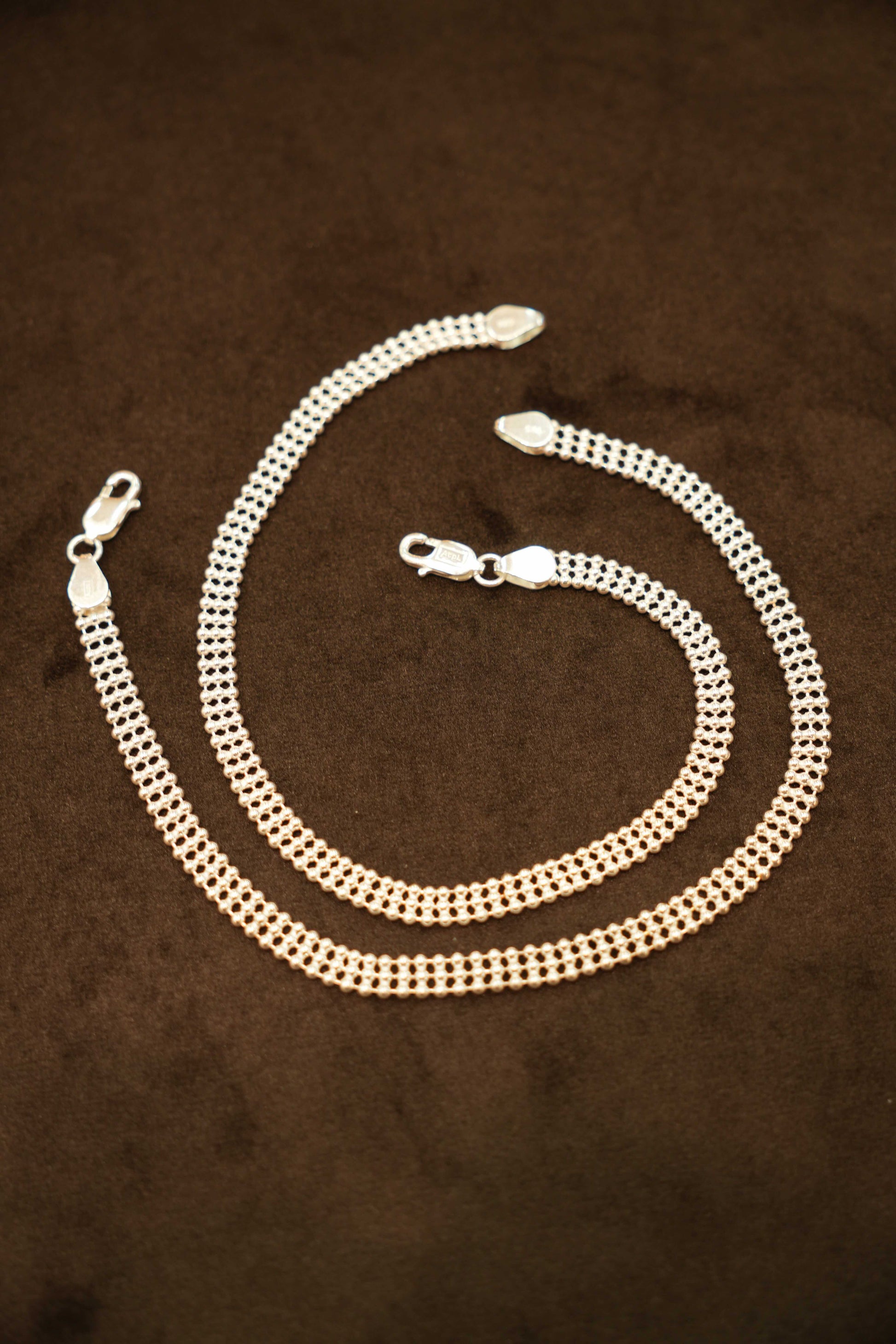 925 Silver Designer Triple Bead Anklets