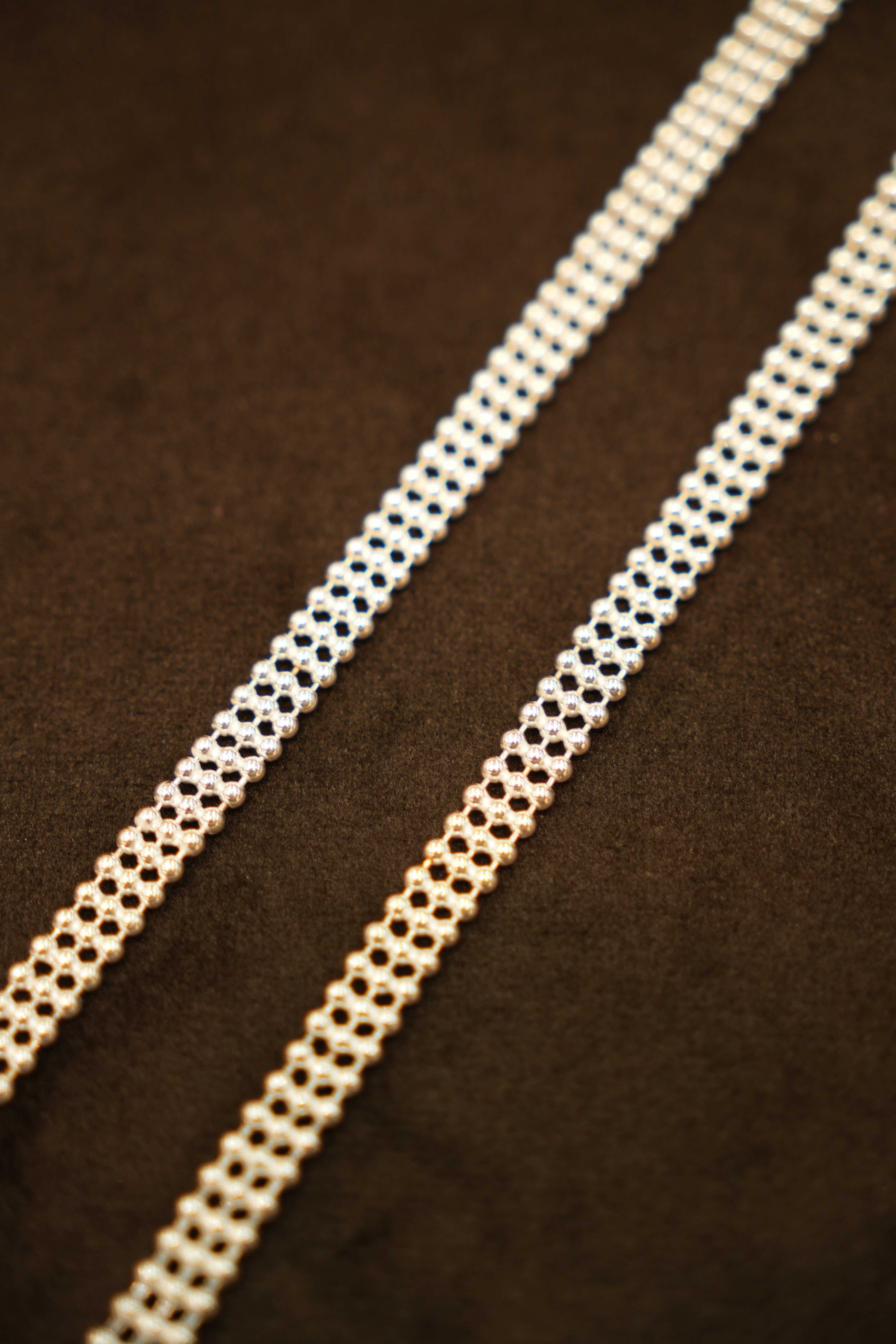 925 Silver Designer Triple Bead Anklets