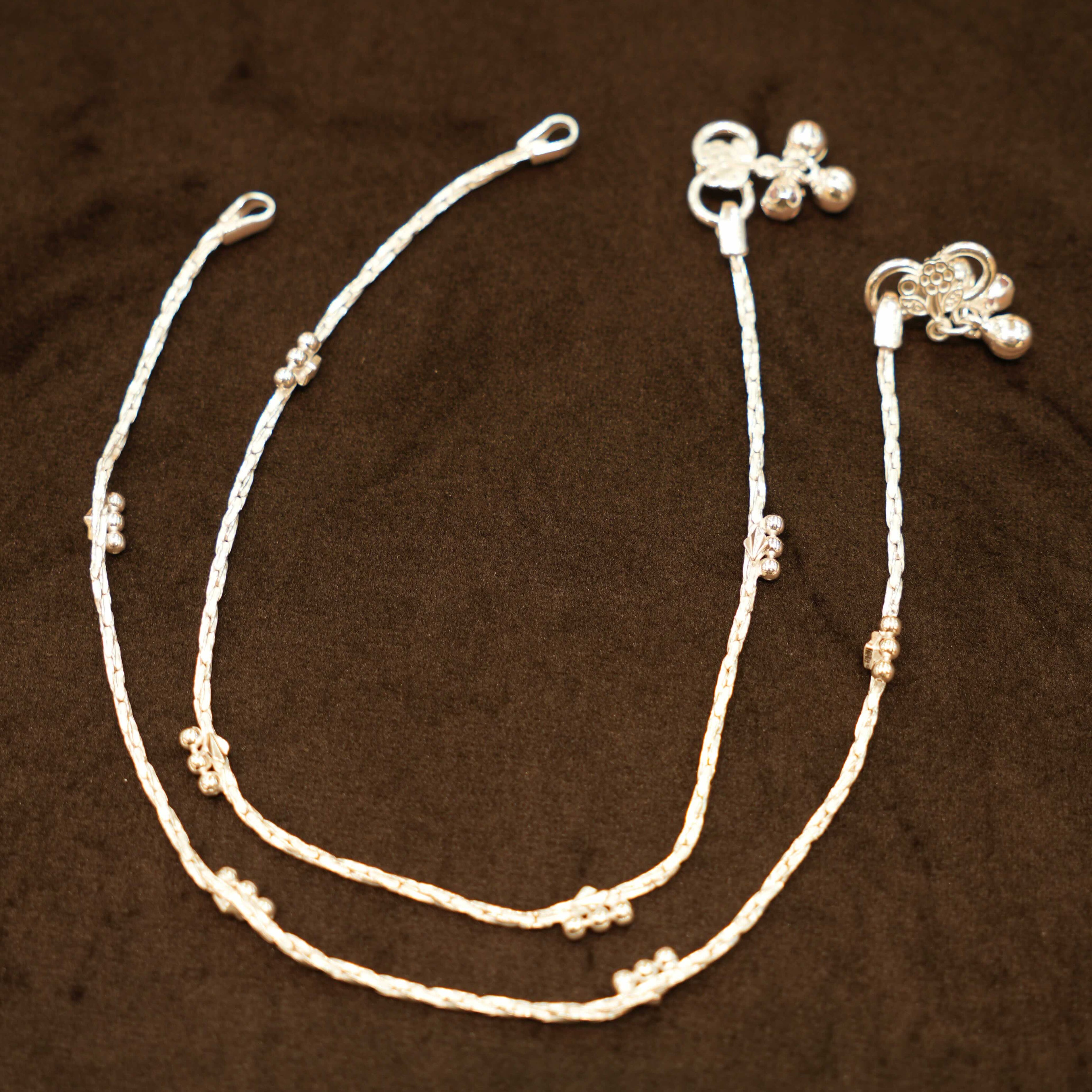 925 Silver Designer Twisted Bead Ladies Anklets