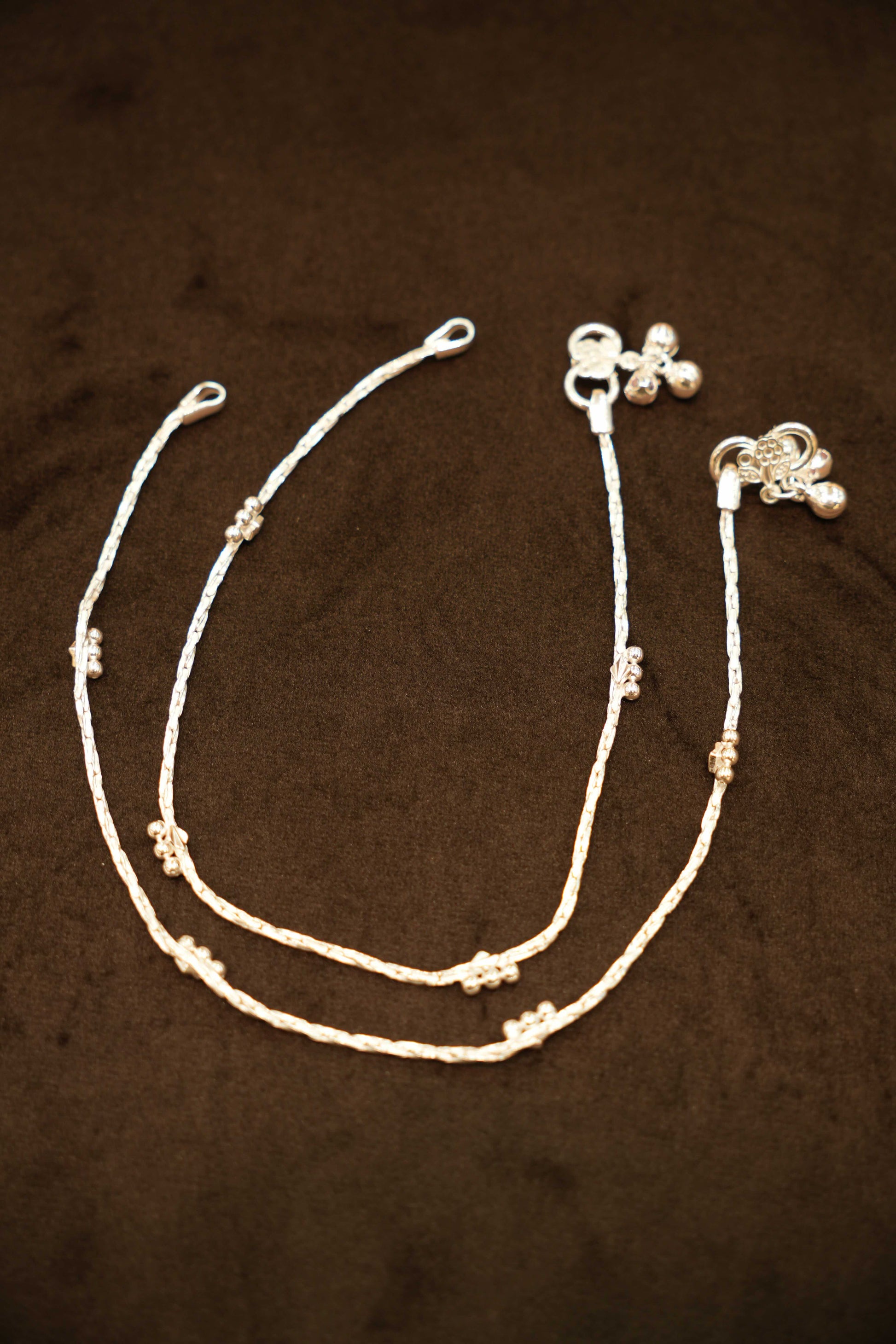 925 Silver Designer Twisted Bead Ladies Anklets