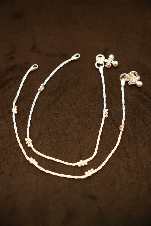 925 Silver Designer Twisted Bead Ladies Anklets