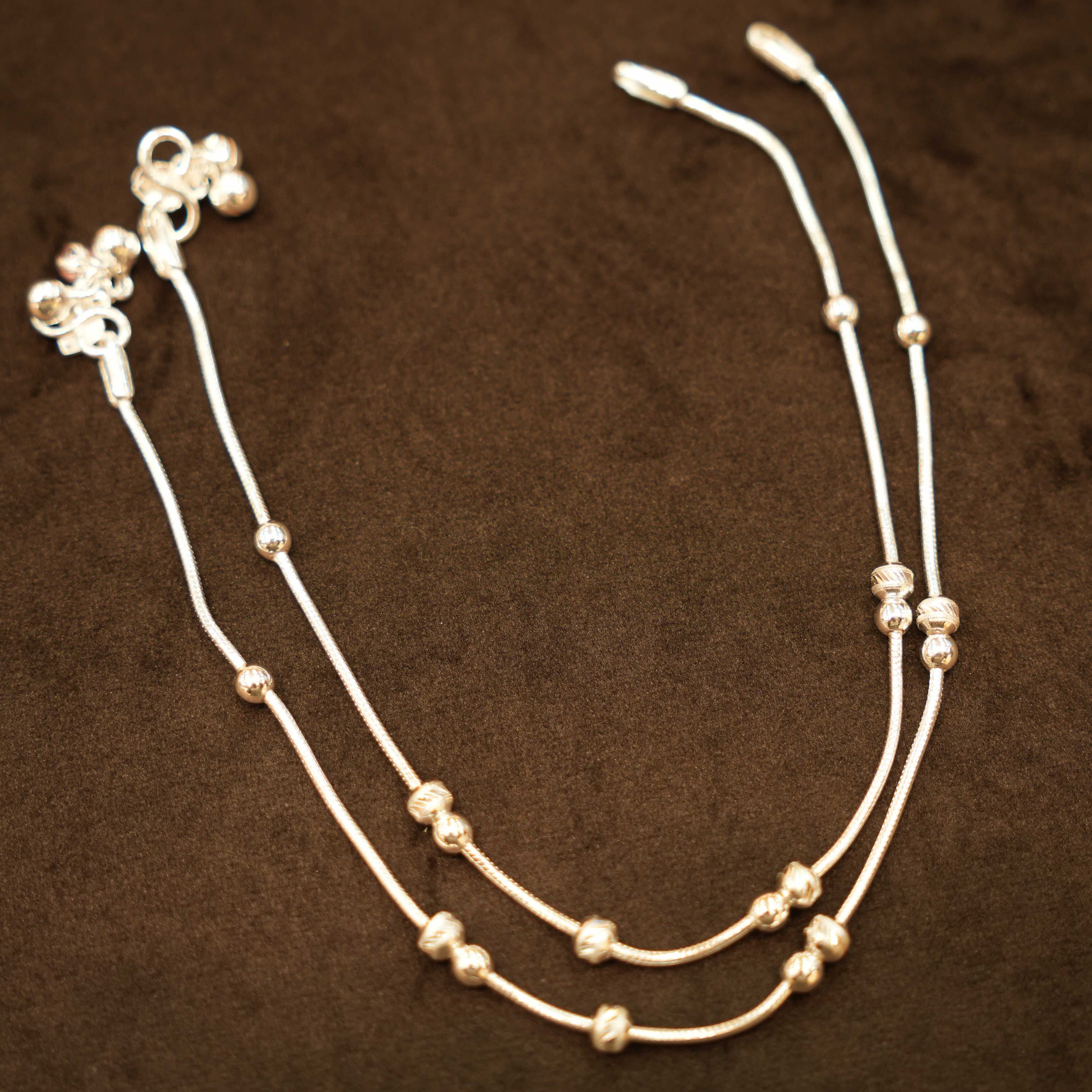 925 Silver Designer Ball Bead Anklets