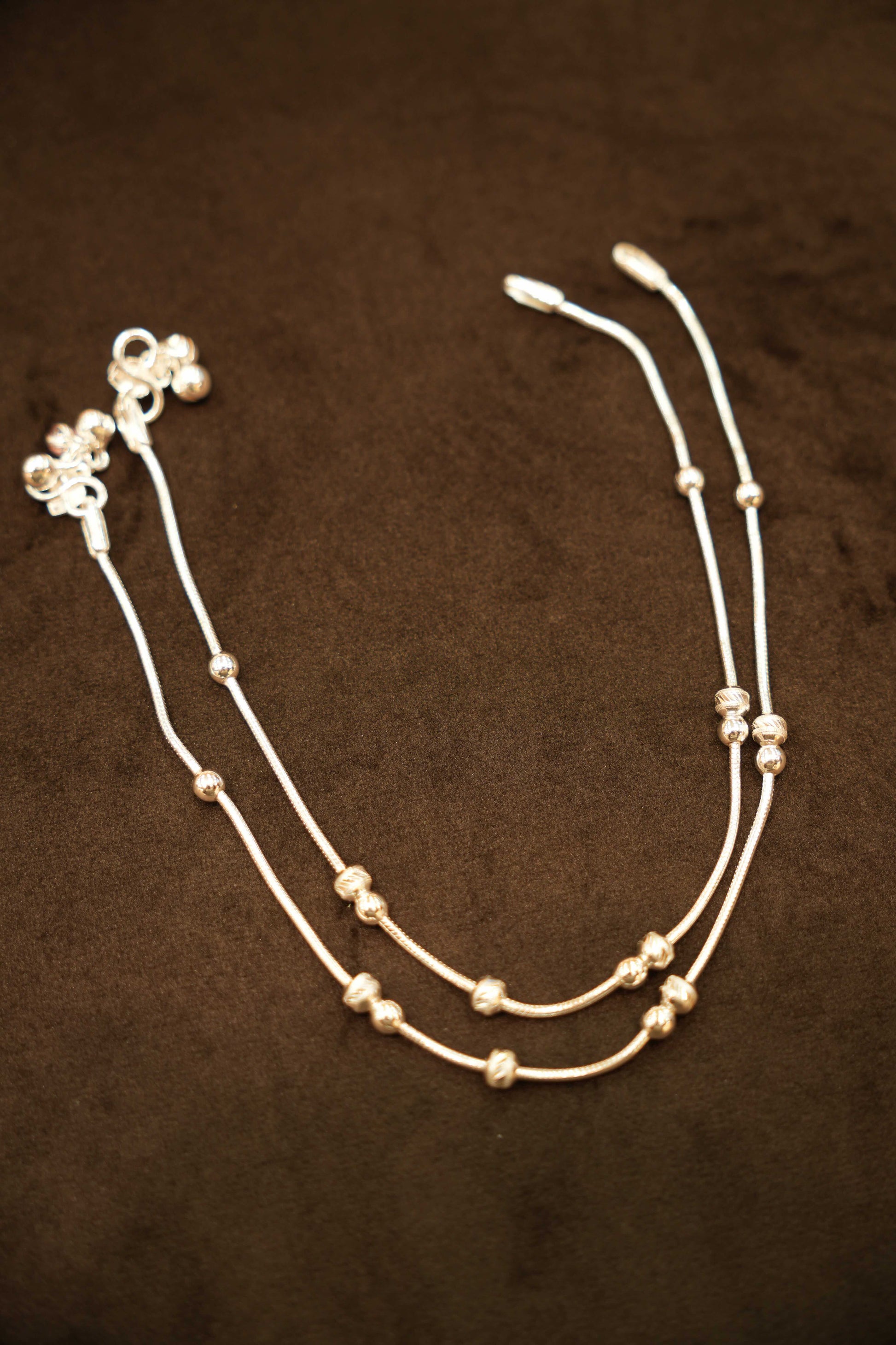 925 Silver Designer Ball Bead Anklets