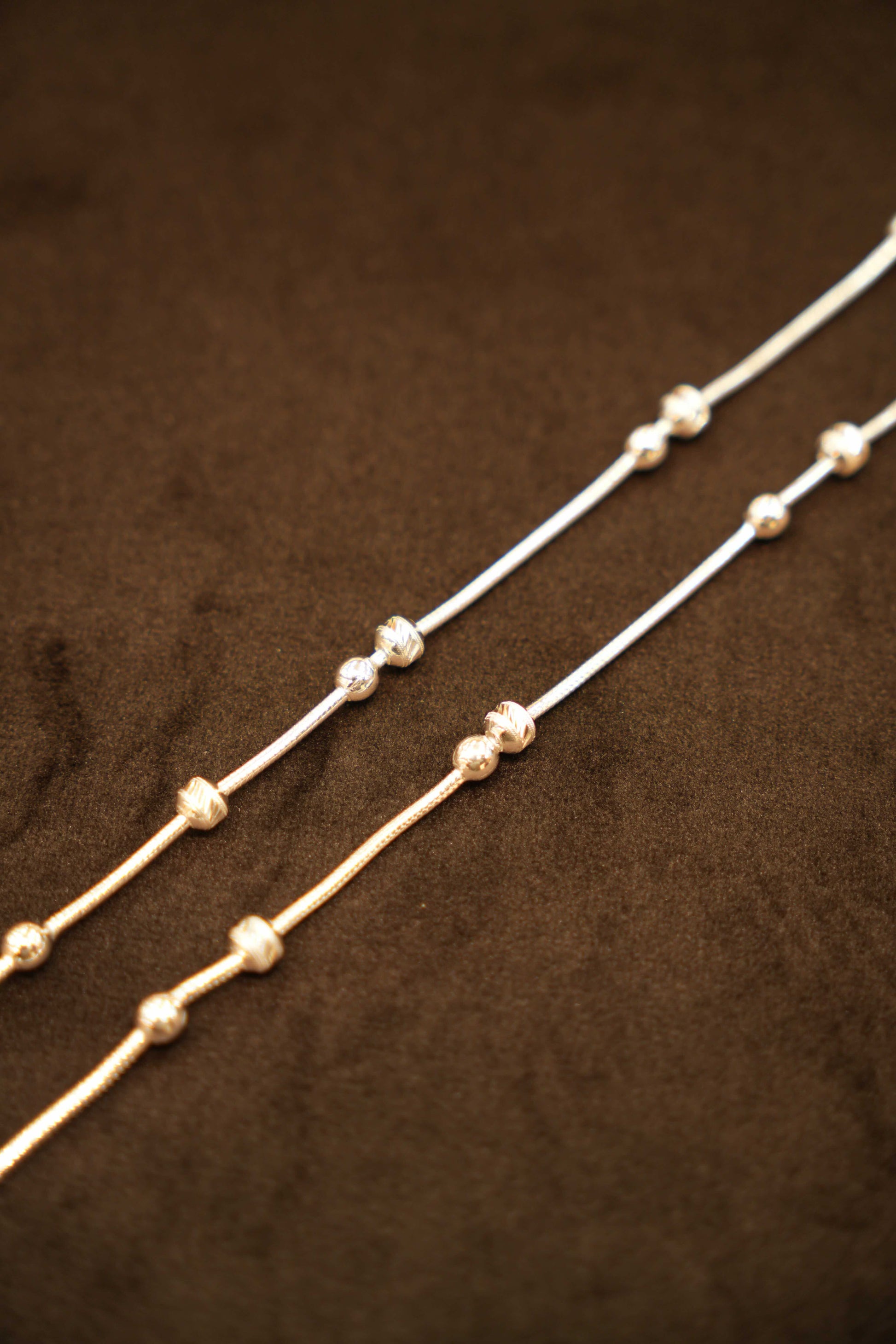 925 Silver Designer Ball Bead Anklets