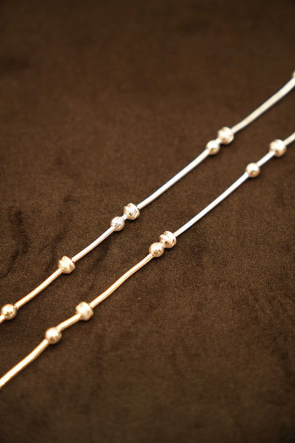 925 Silver Designer Ball Bead Anklets