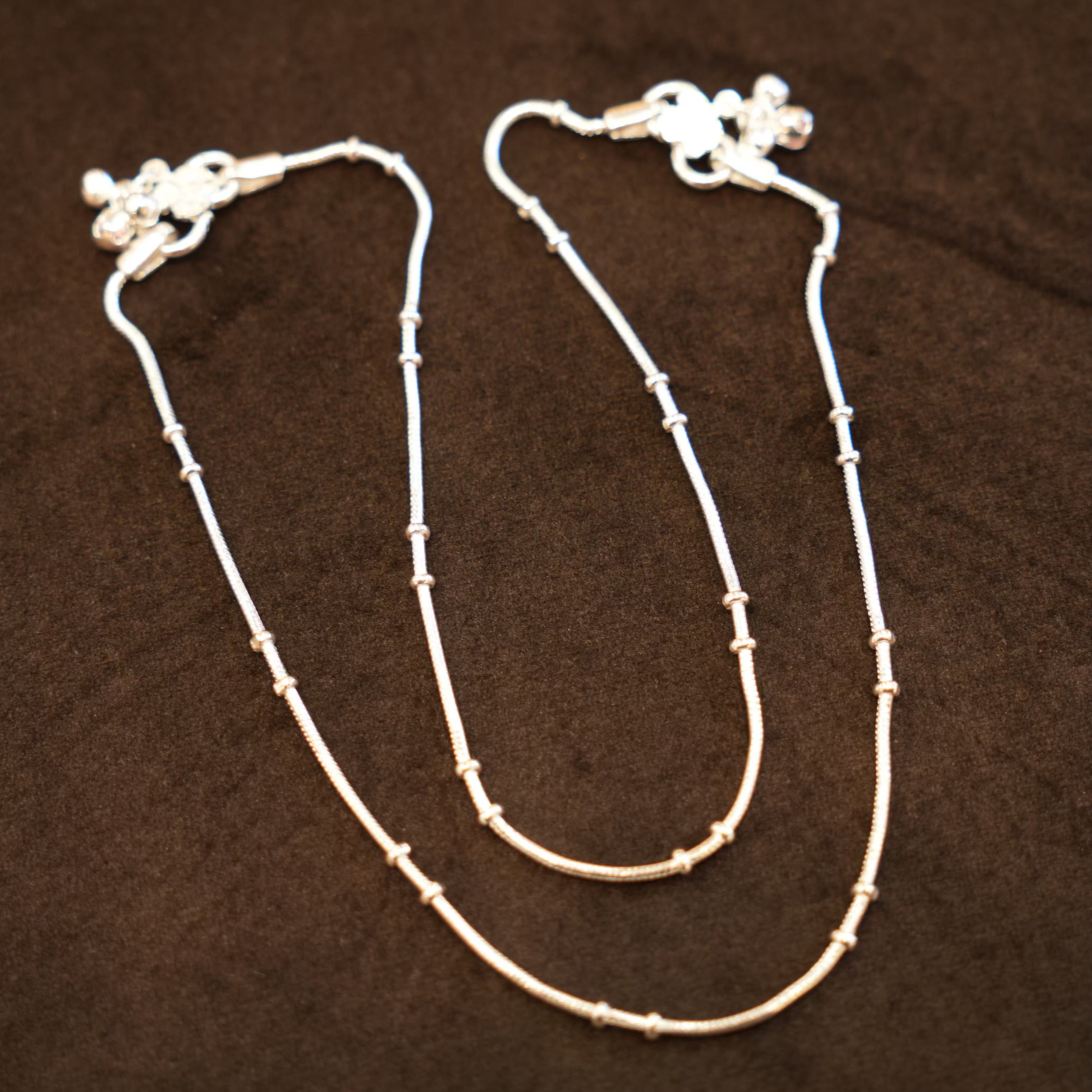 925 Silver Designer Double Bead Ladies Anklets