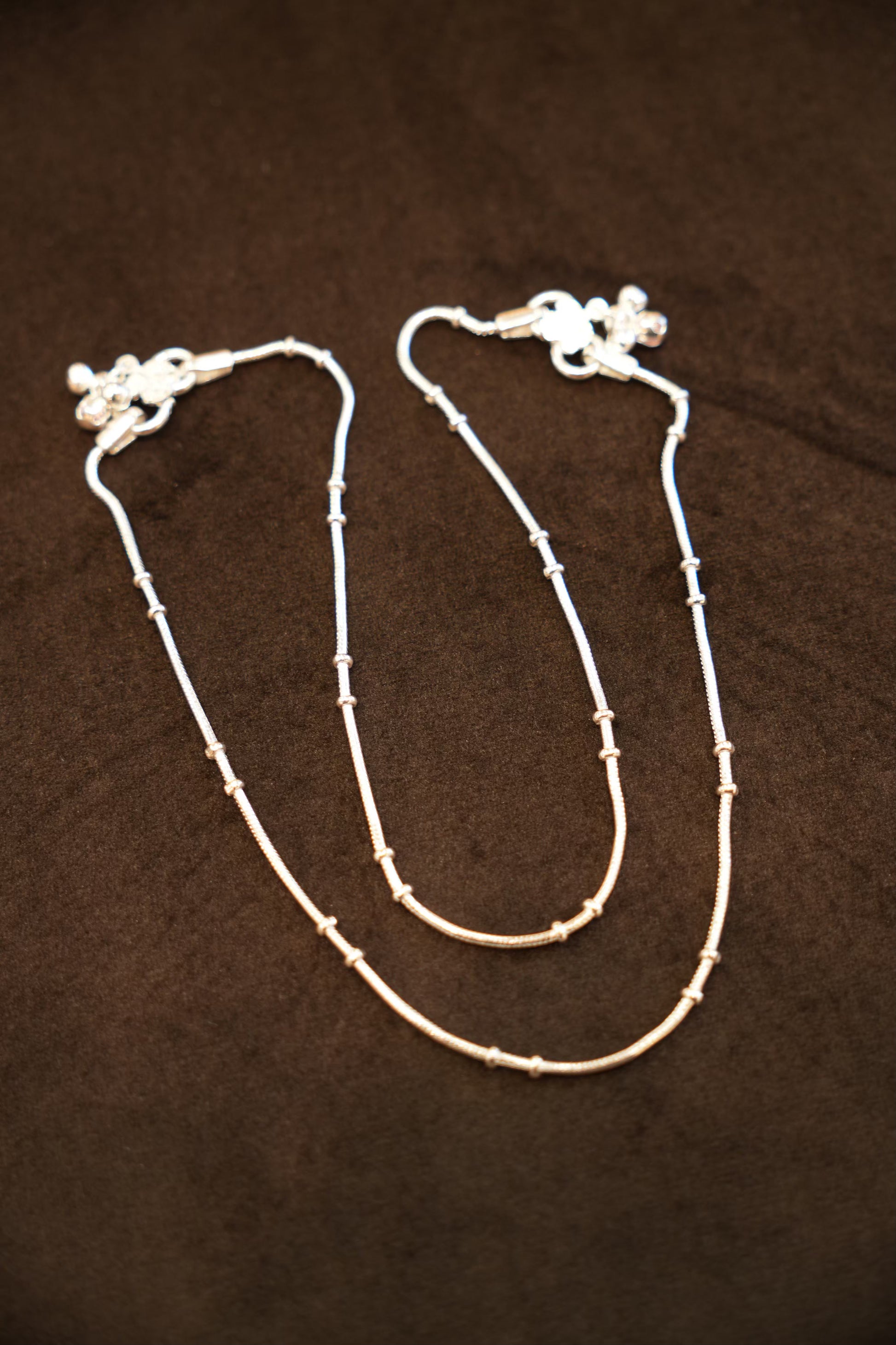 925 Silver Designer Double Bead Ladies Anklets