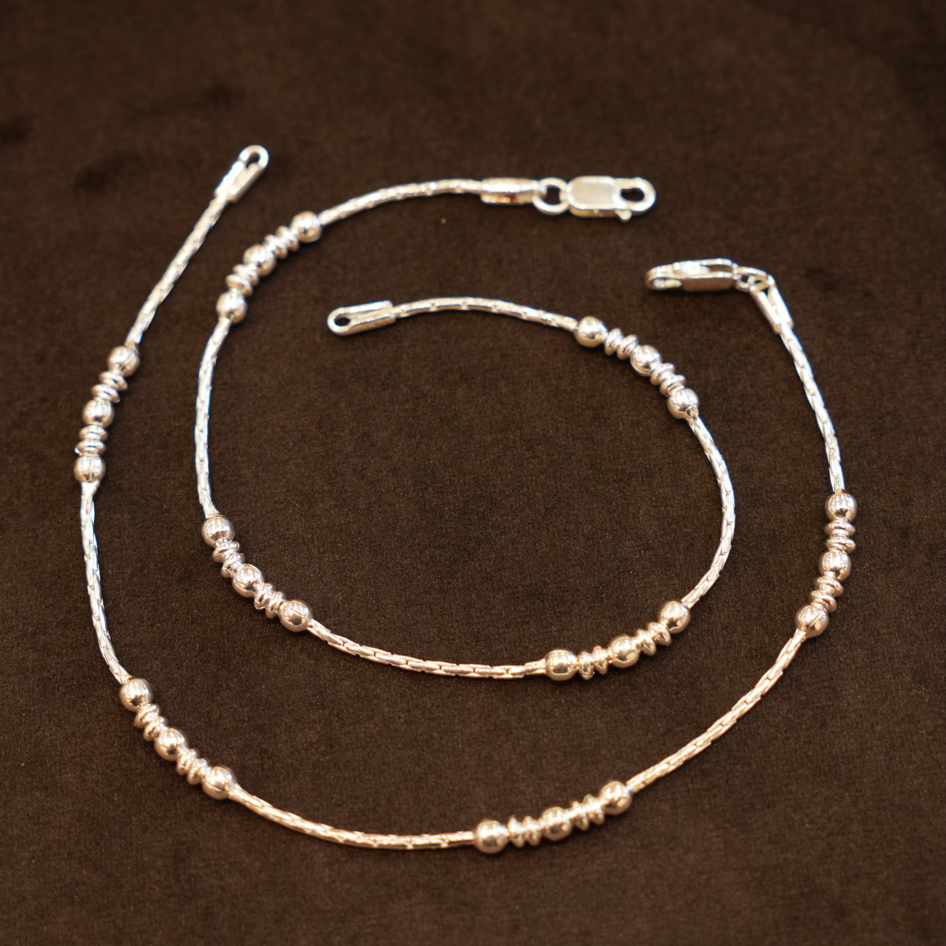 925 Silver Designer Multi Bead Ladies Anklets