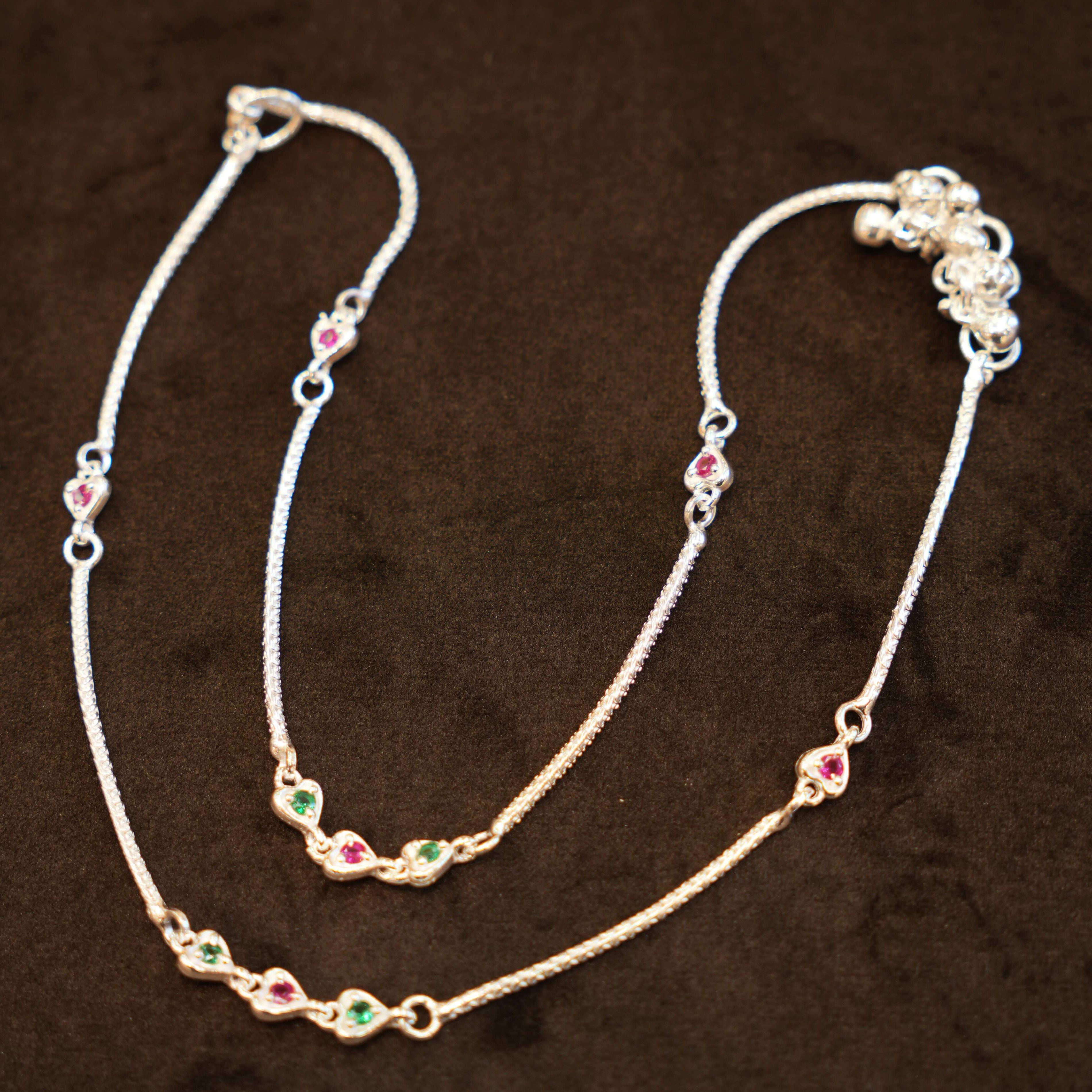 925 Silver Designer Heart Anklets