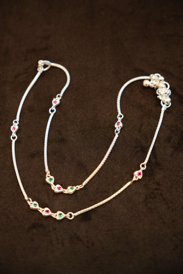 925 Silver Designer Heart Anklets