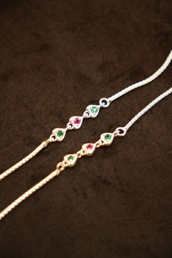 925 Silver Designer Heart Anklets