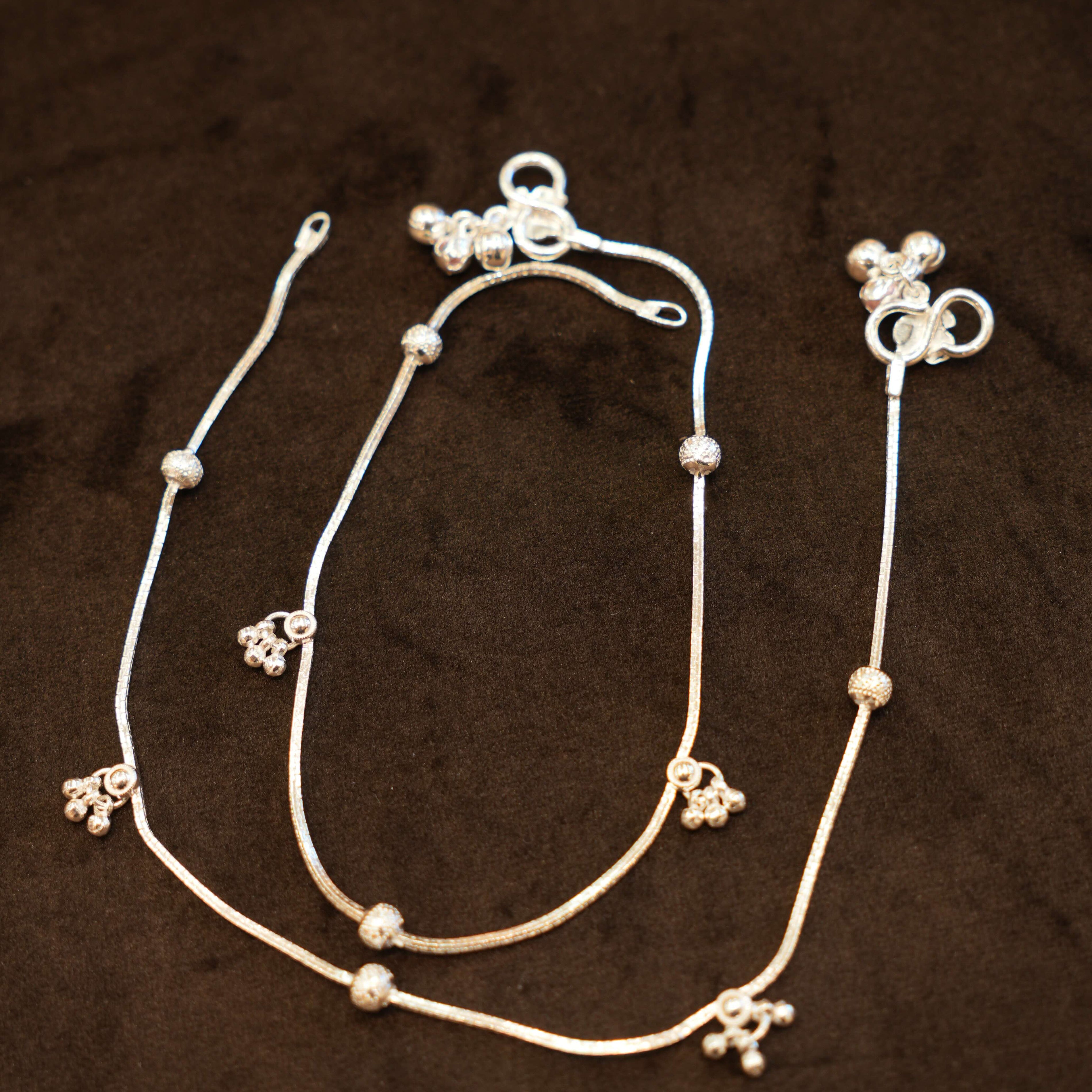 925 Silver Designer Multi Bead Droplet Anklets