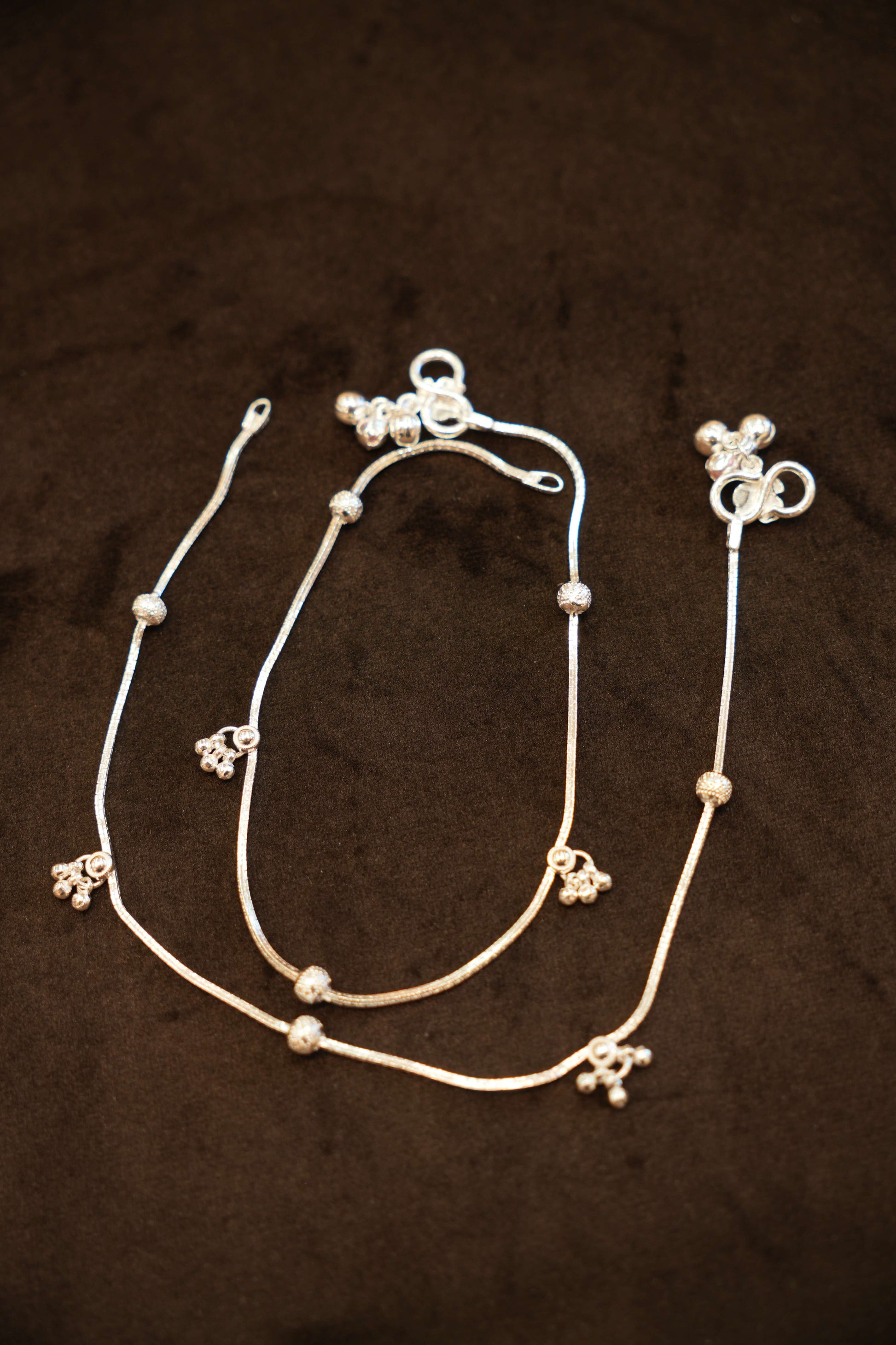 925 Silver Designer Multi Bead Droplet Anklets