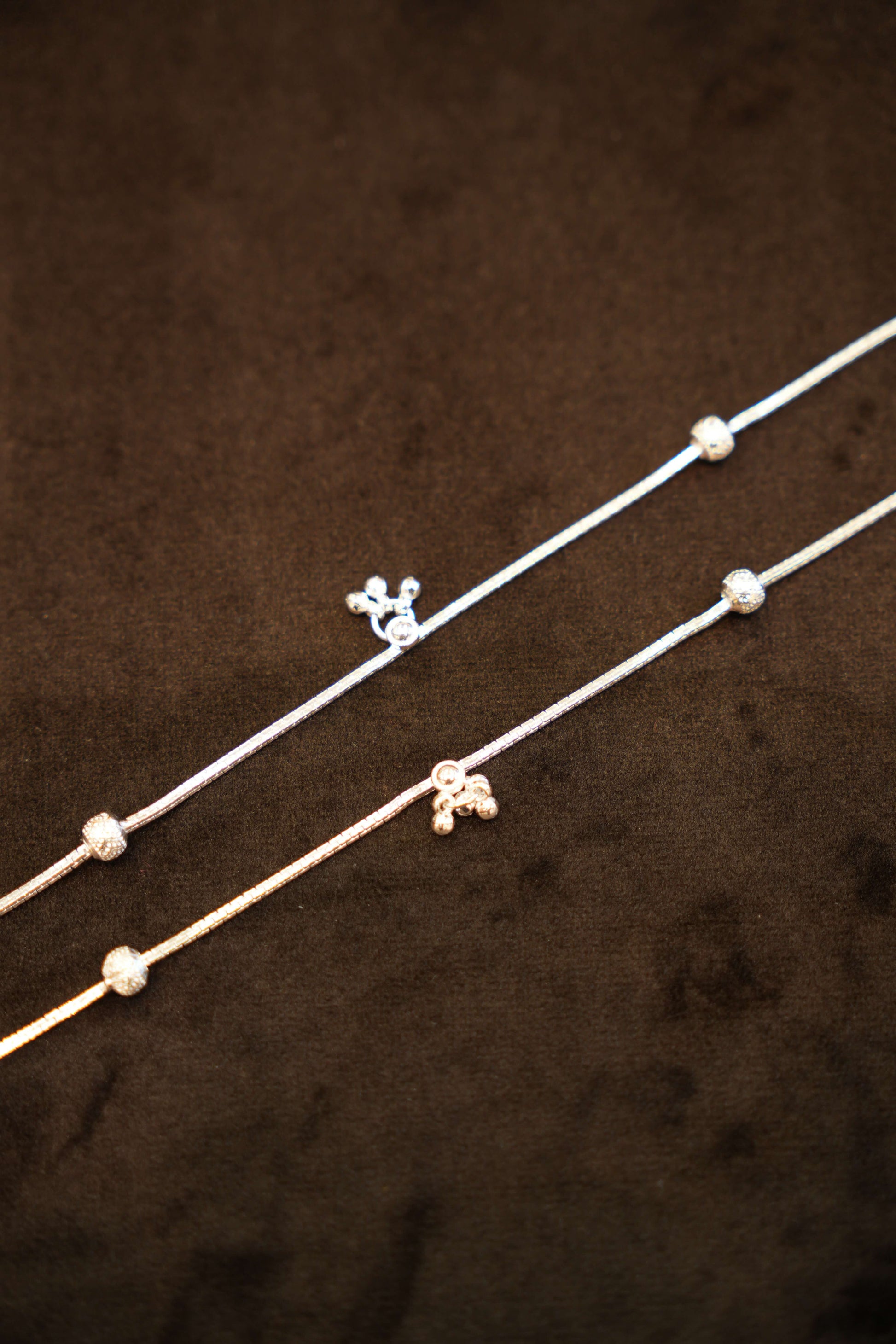 925 Silver Designer Multi Bead Droplet Anklets