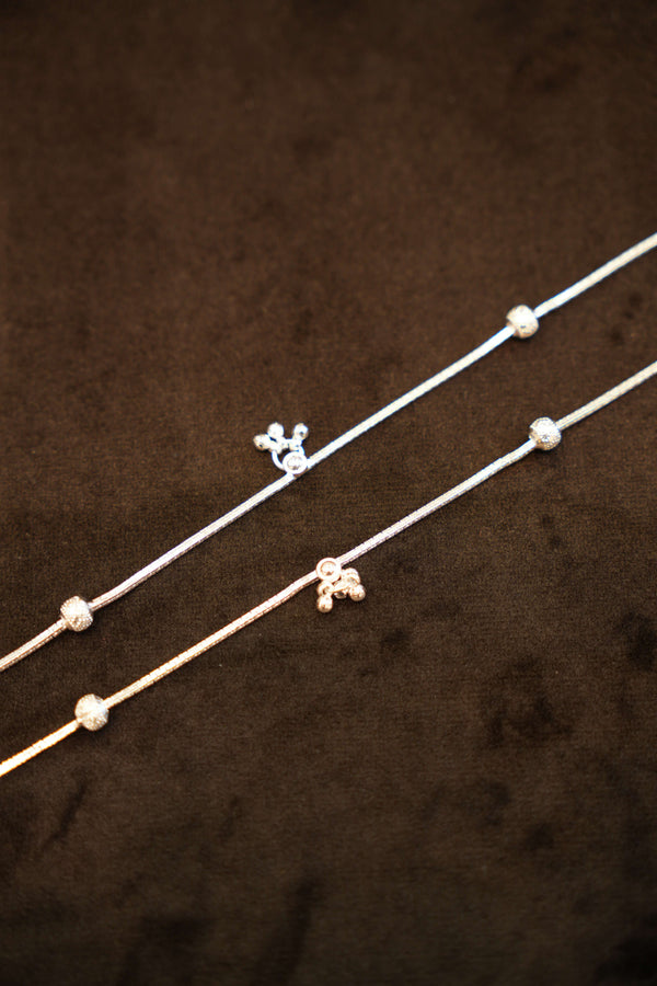 925 Silver Designer Multi Bead Droplet Anklets