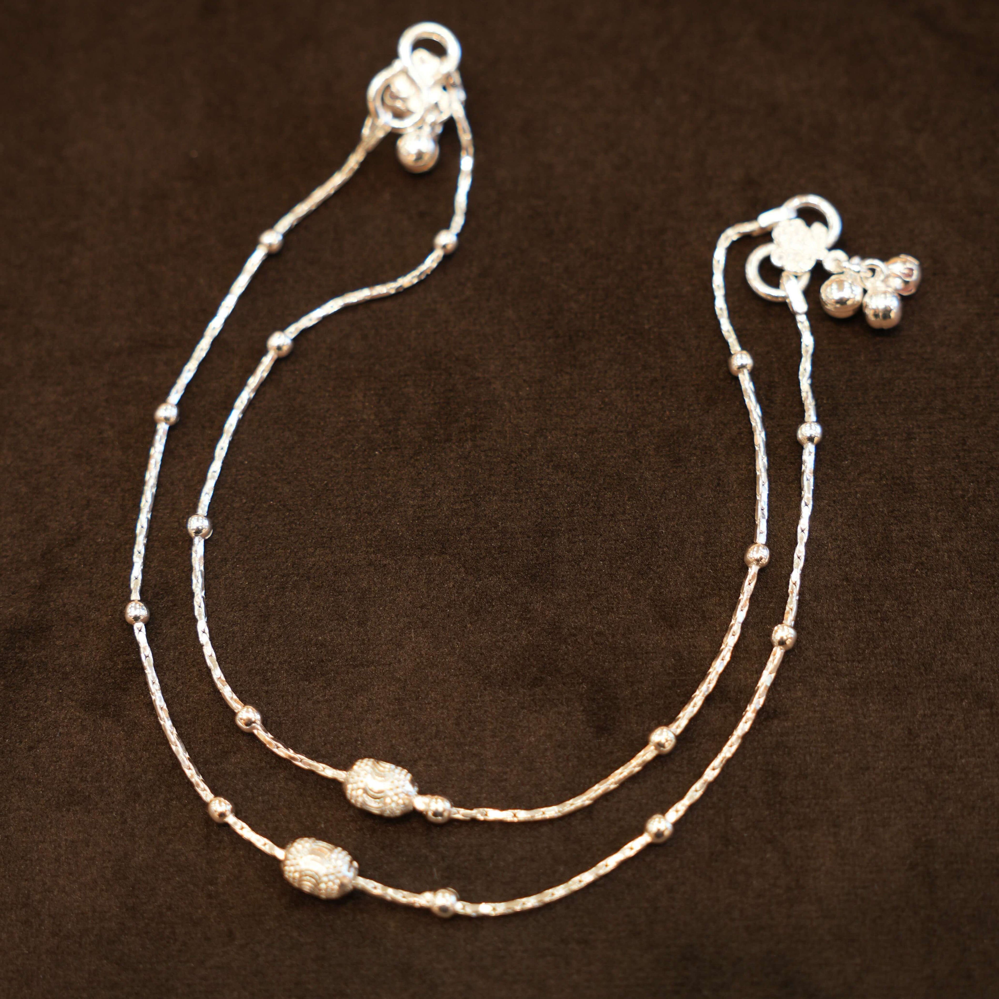 925 Silver Designer Radiant Bead Anklets