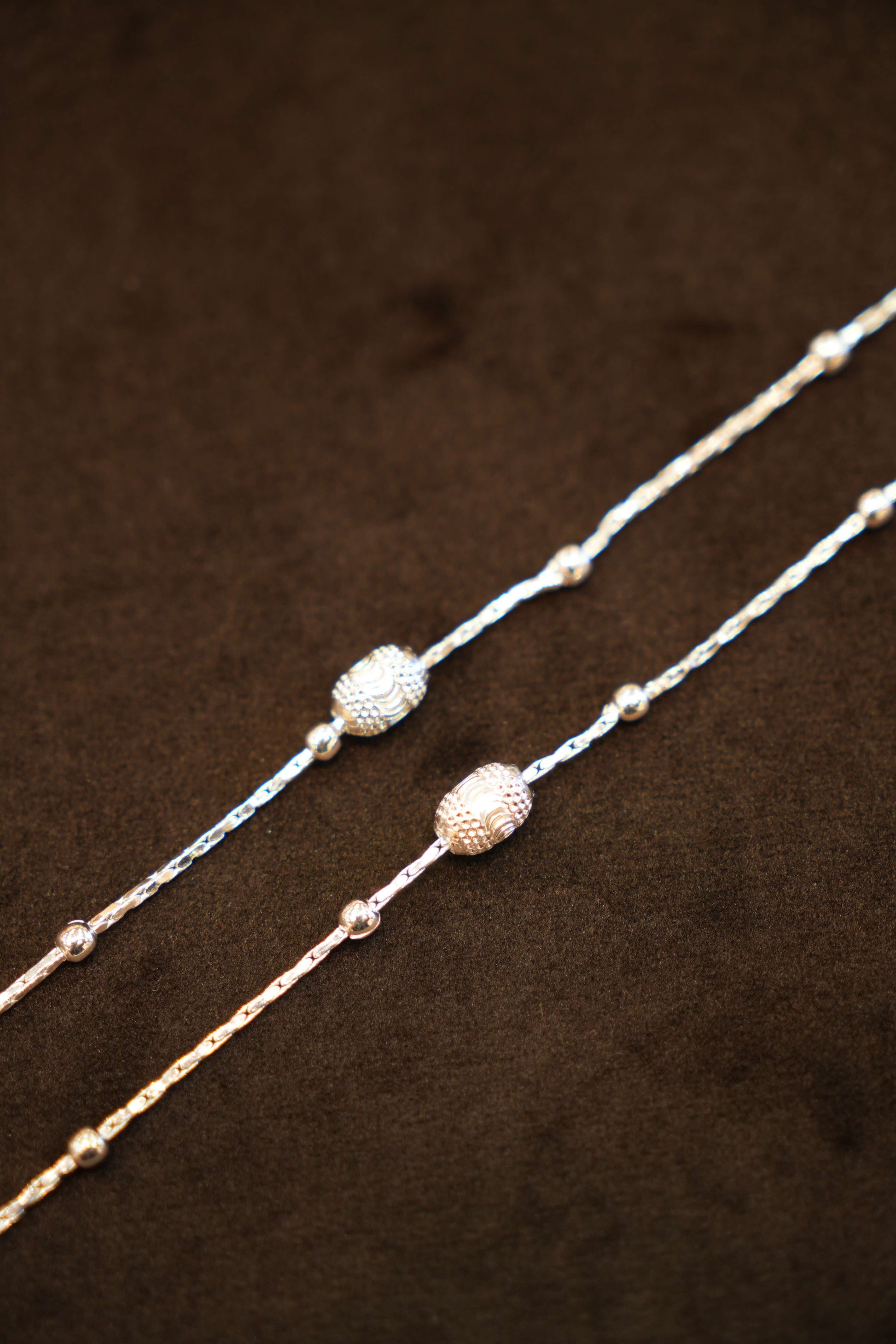 925 Silver Designer Radiant Bead Anklets