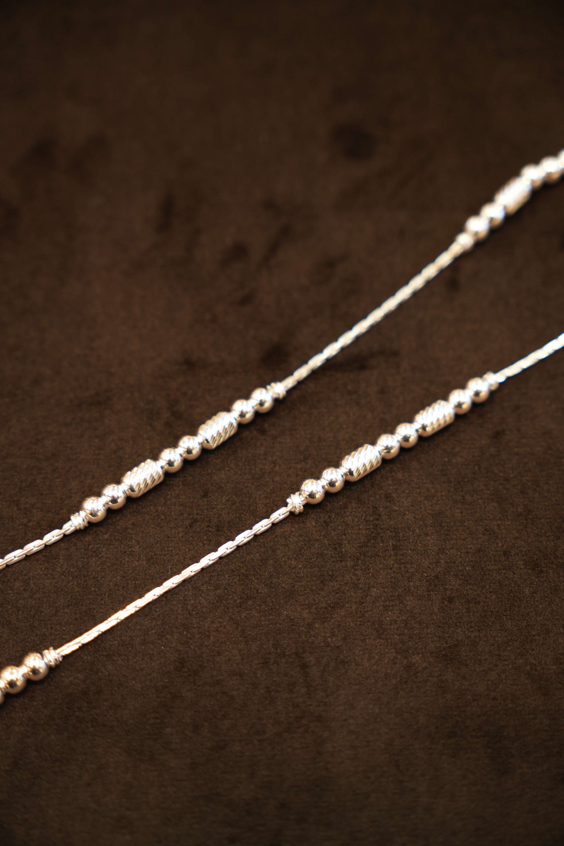 925 Silver Designer Fluted Bead Anklets