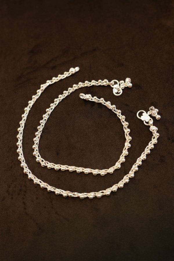 925 Silver Designer Braided Bead Anklets