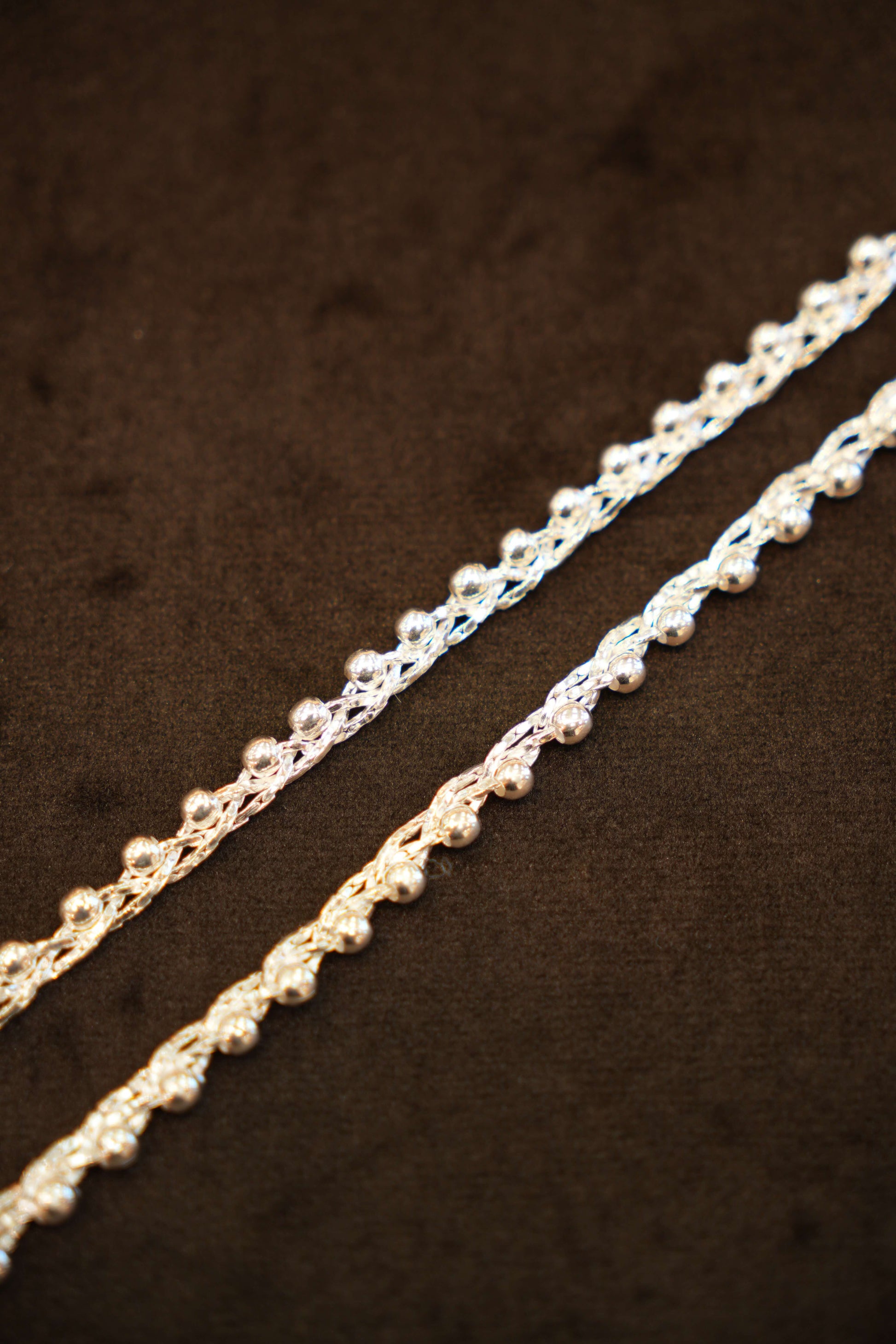 925 Silver Designer Braided Bead Anklets