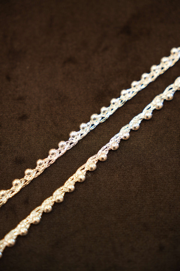 925 Silver Designer Braided Bead Anklets
