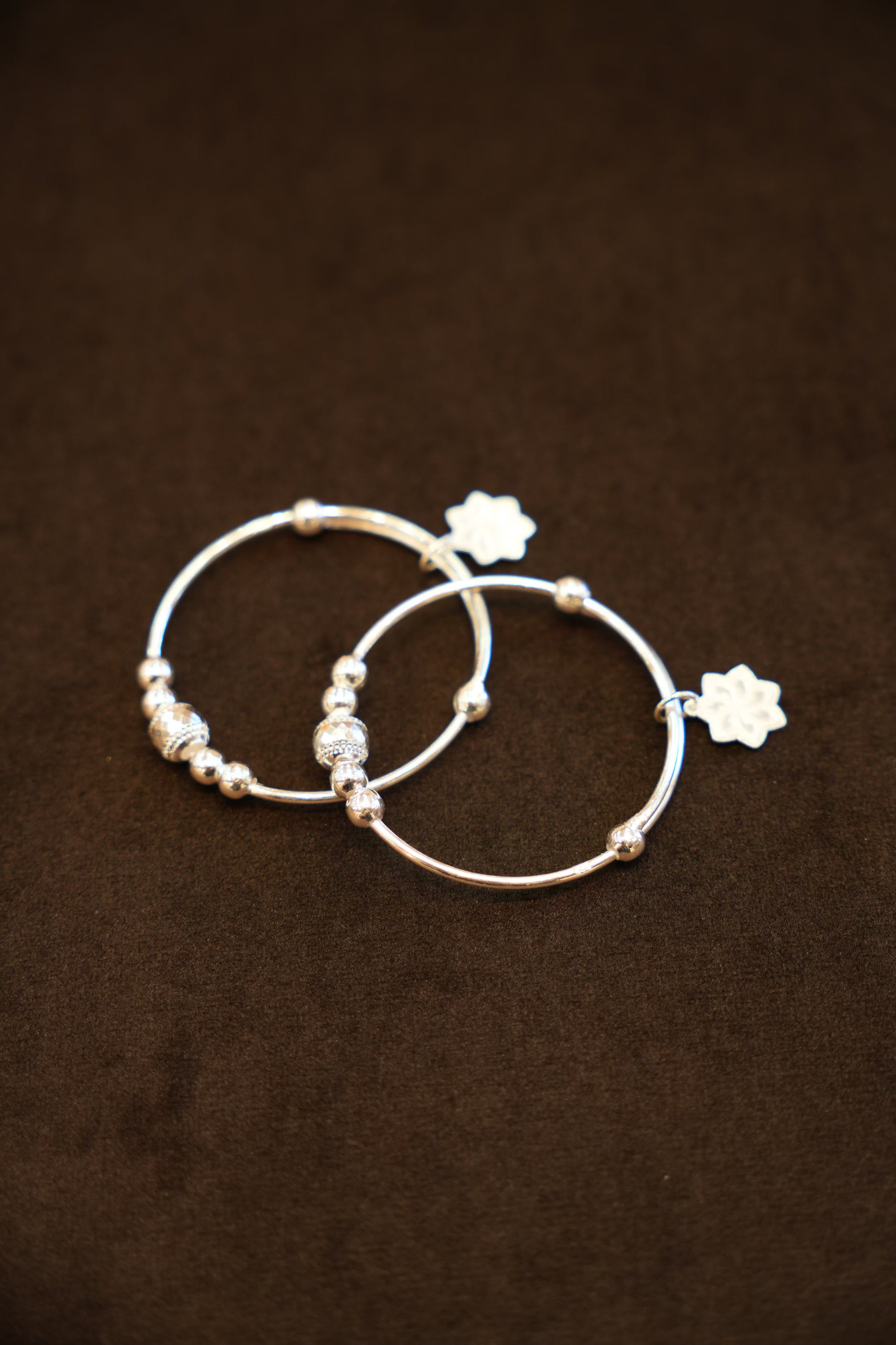 925 Silver Designer Flower Charm Baby Bangles