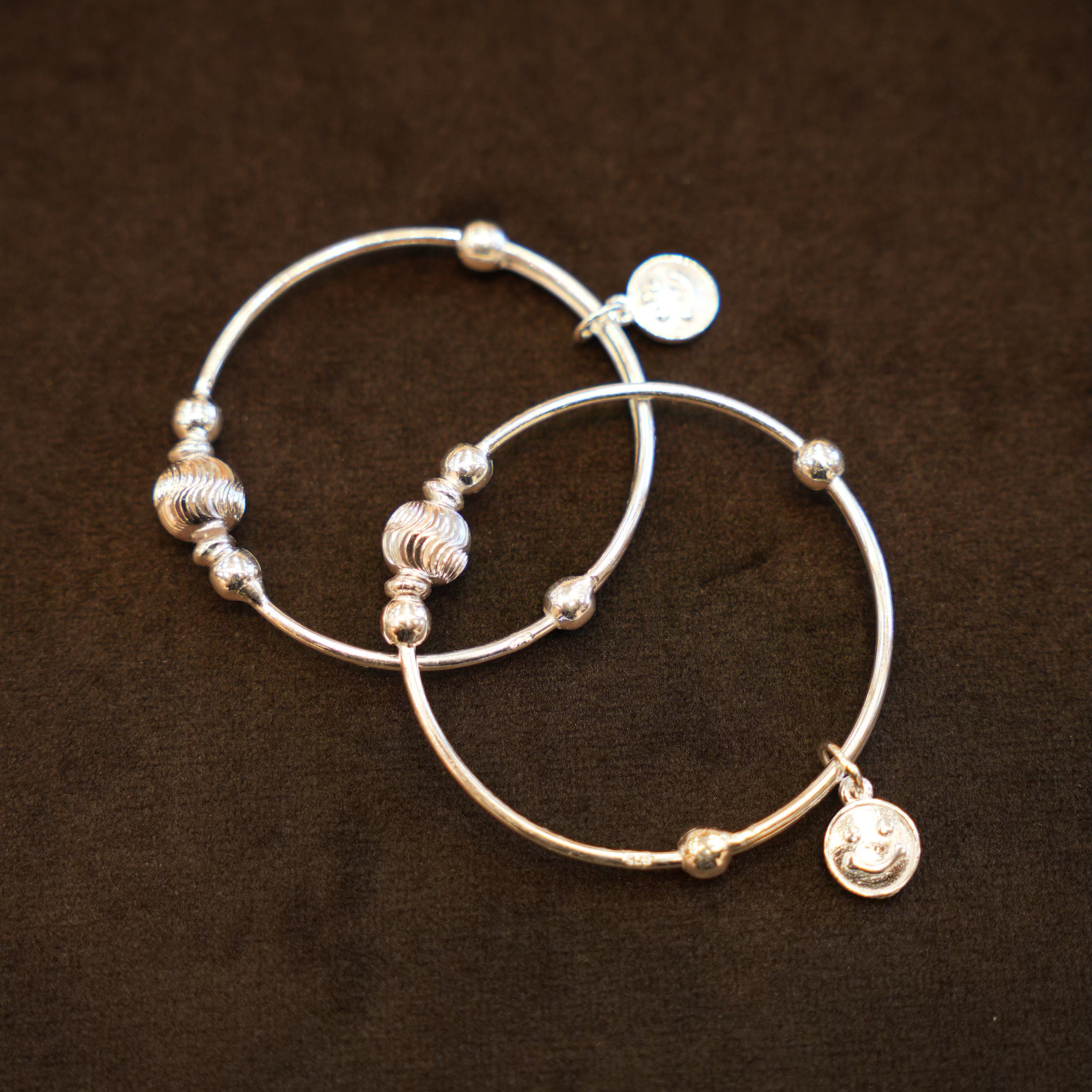 925 Silver Designer Smile Charm Baby Bangles