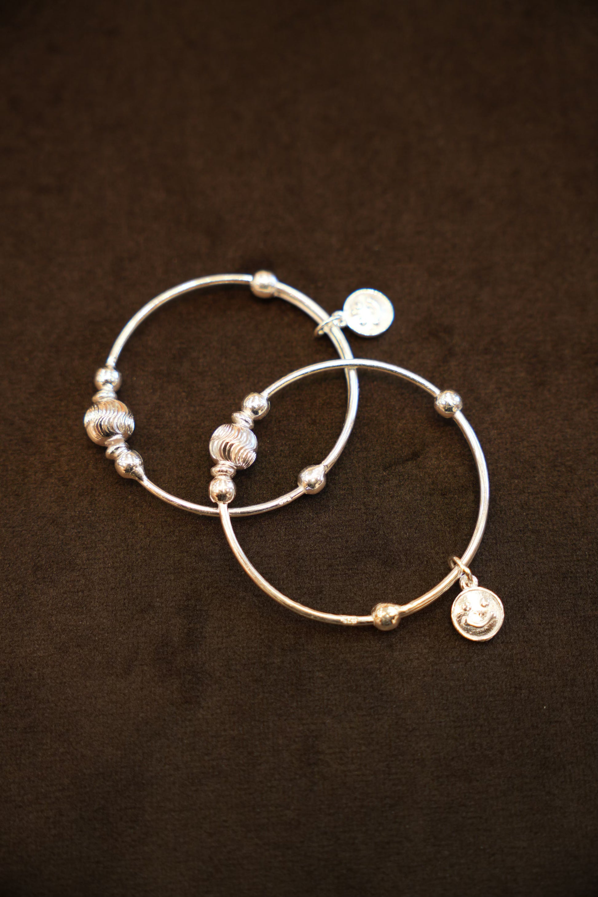 925 Silver Designer Smile Charm Baby Bangles